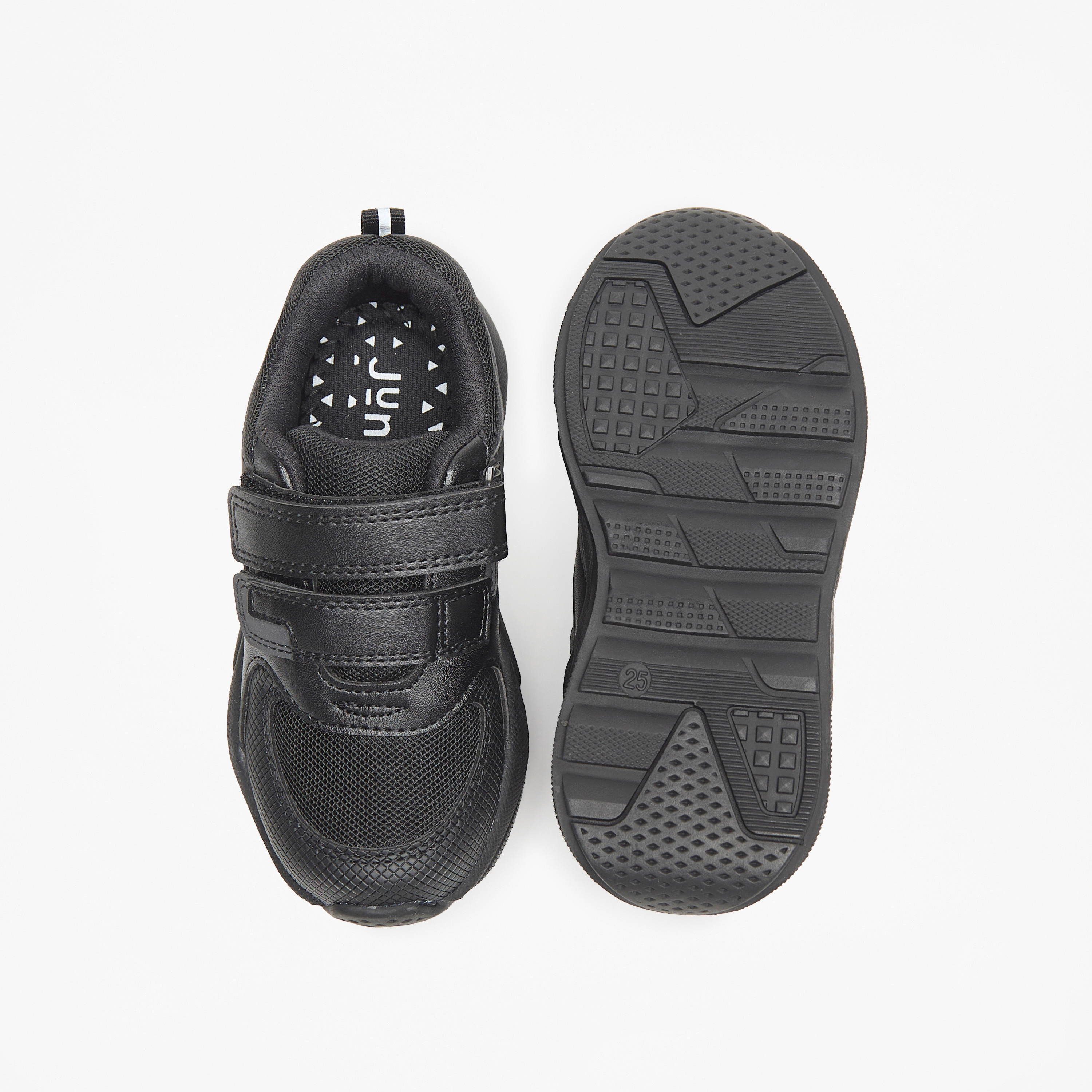 Juniors Kids Mesh Textured School Shoes with Hook and Loop Closure-boys-shoes-schoolshoes-image-4