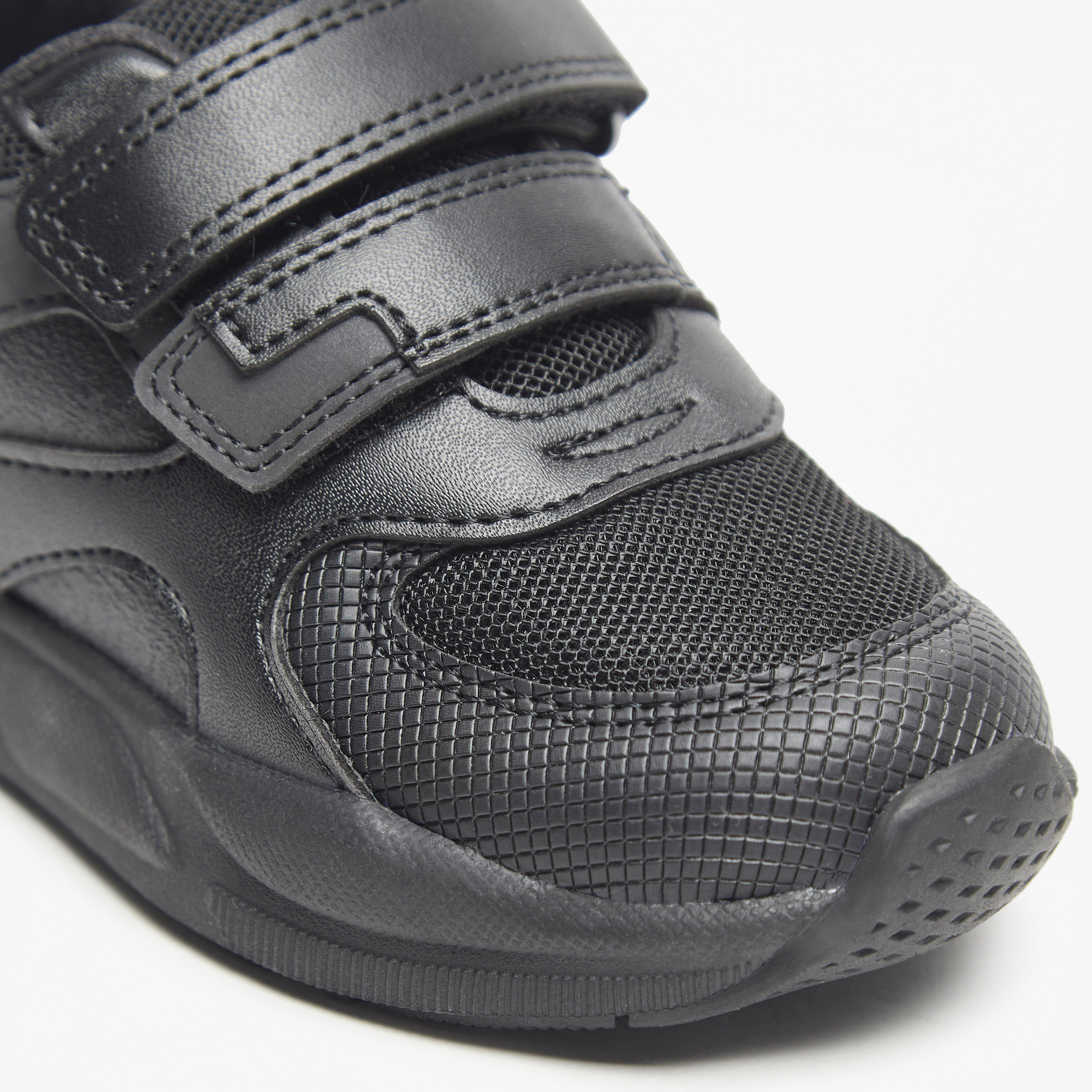 Juniors Kids Mesh Textured School Shoes with Hook and Loop Closure-boys-shoes-schoolshoes-image-5