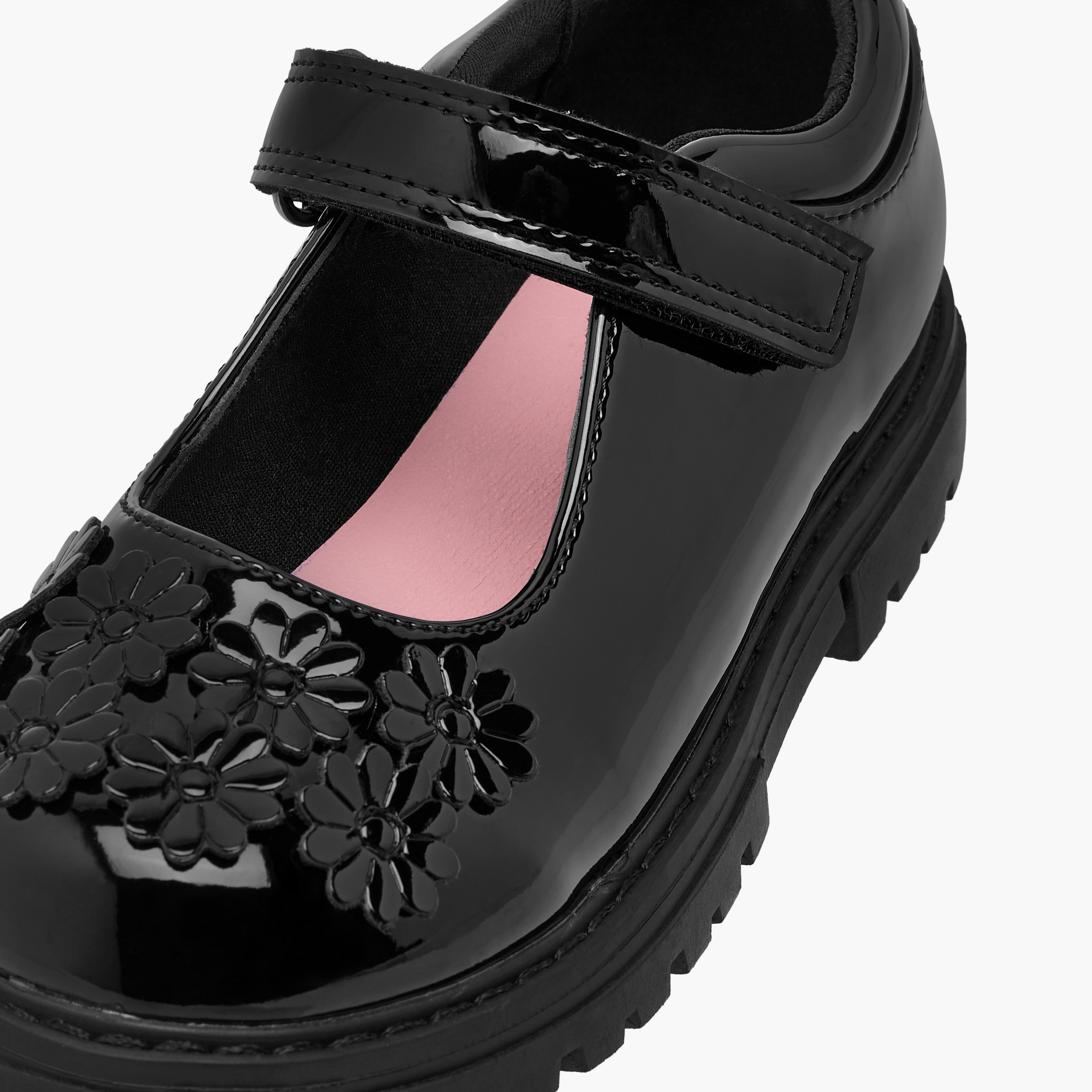Juniors Flower Applique Mary Jane School Shoes with Hook and Loop Closure-girls-shoes-schoolshoes-image-6