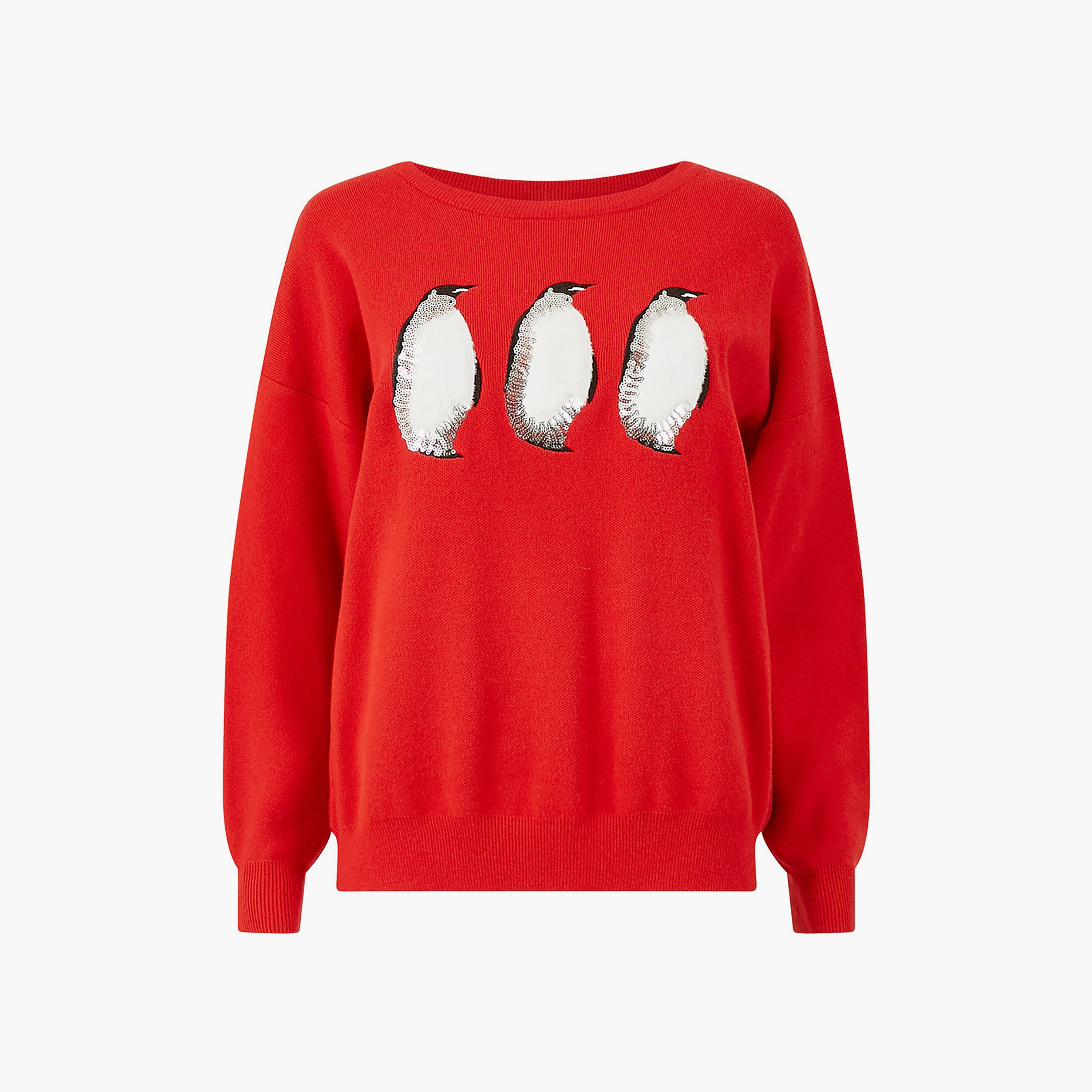 جامبر نسائي محبوك مزين بطبعة طائر البطريق احتفالية كريسماس من يامي-women-winterwear-cardigansandjumpers-jumpers-image-9