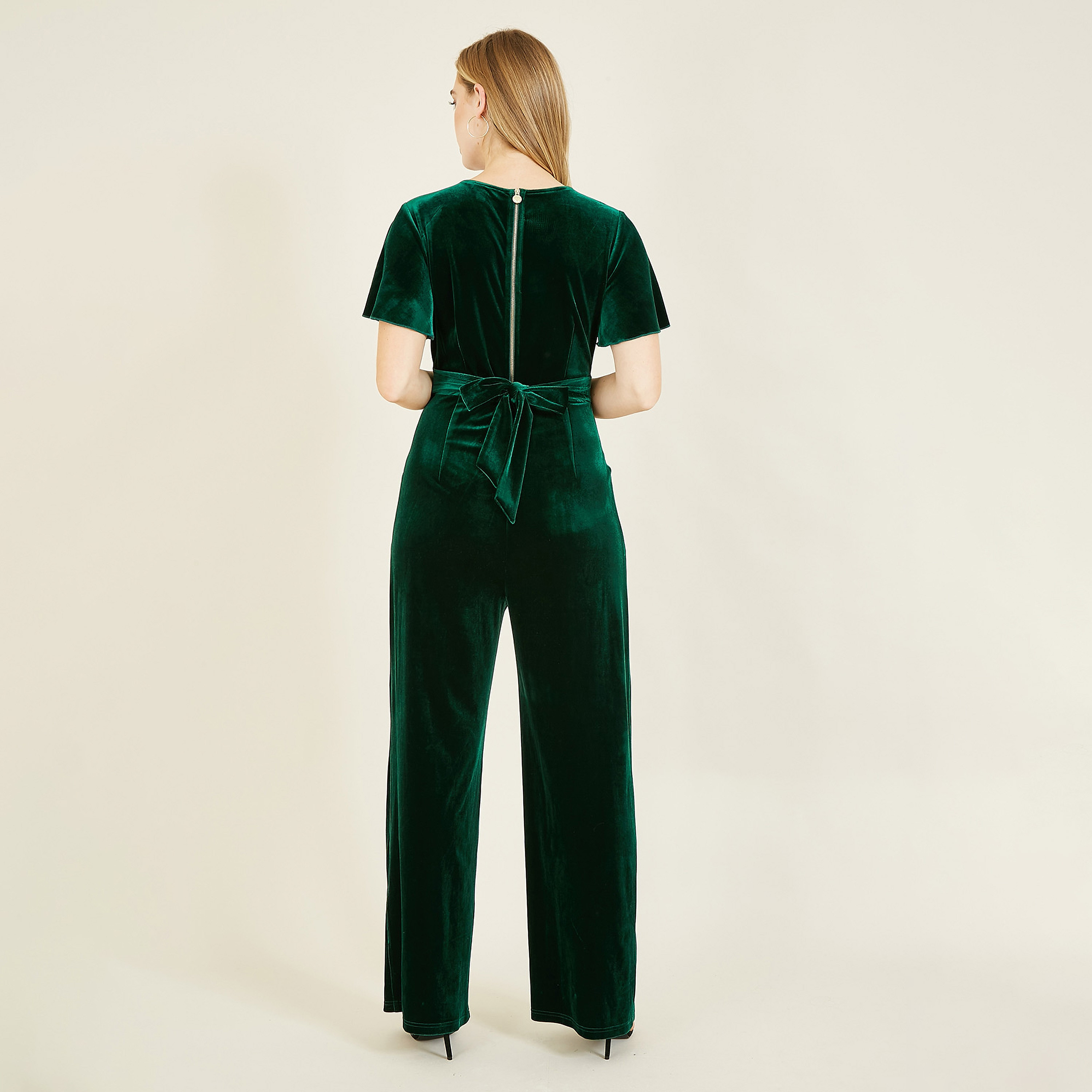 جمبسوت نسائي مسائي باللون الأخضر بأكمام ملائكية من يامي-women-clothing-jumpsuits-image-2