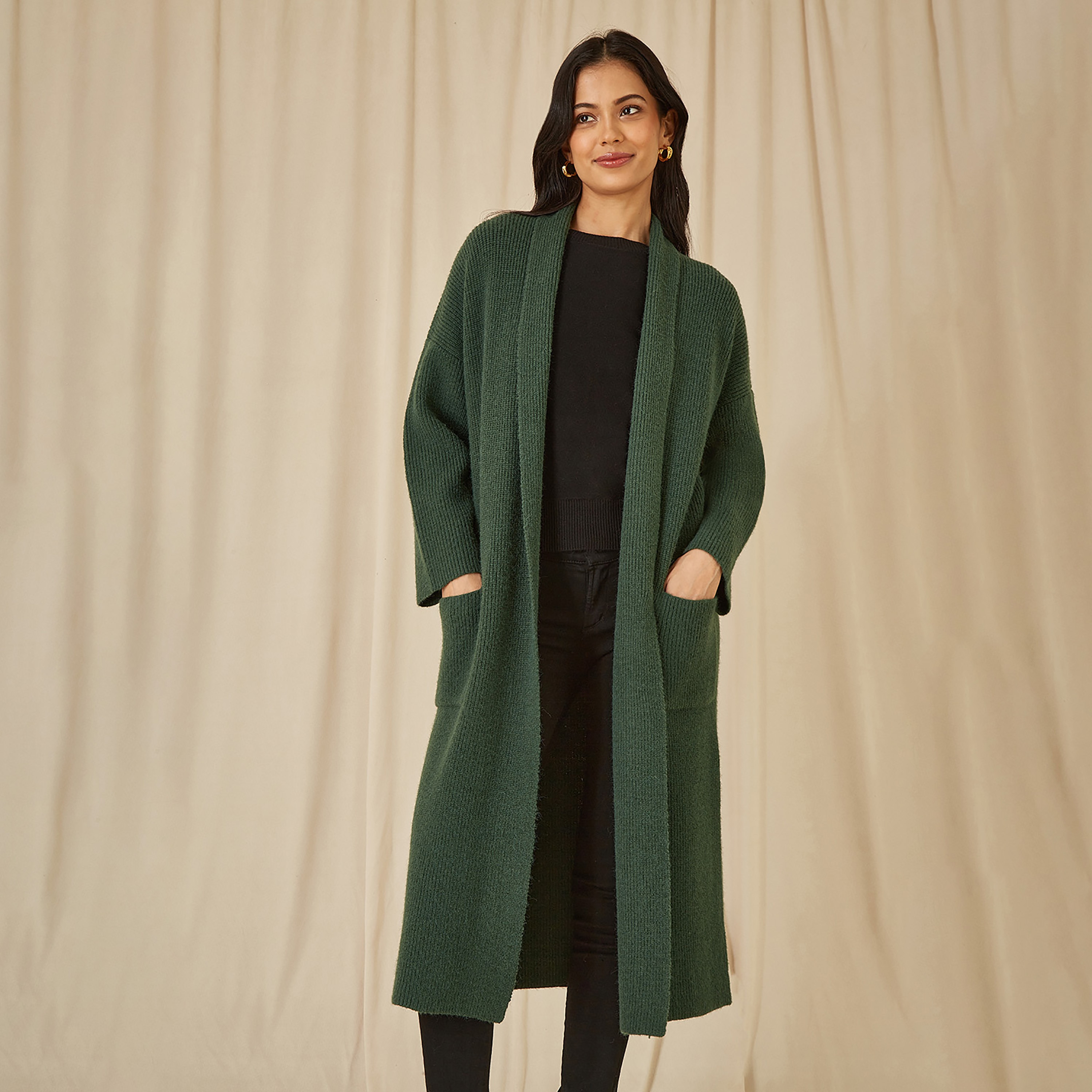 Yumi Knitted Long Women's Cardigan with Pockets-women-clothing-cardigansandjumpers-cardigans-image-1