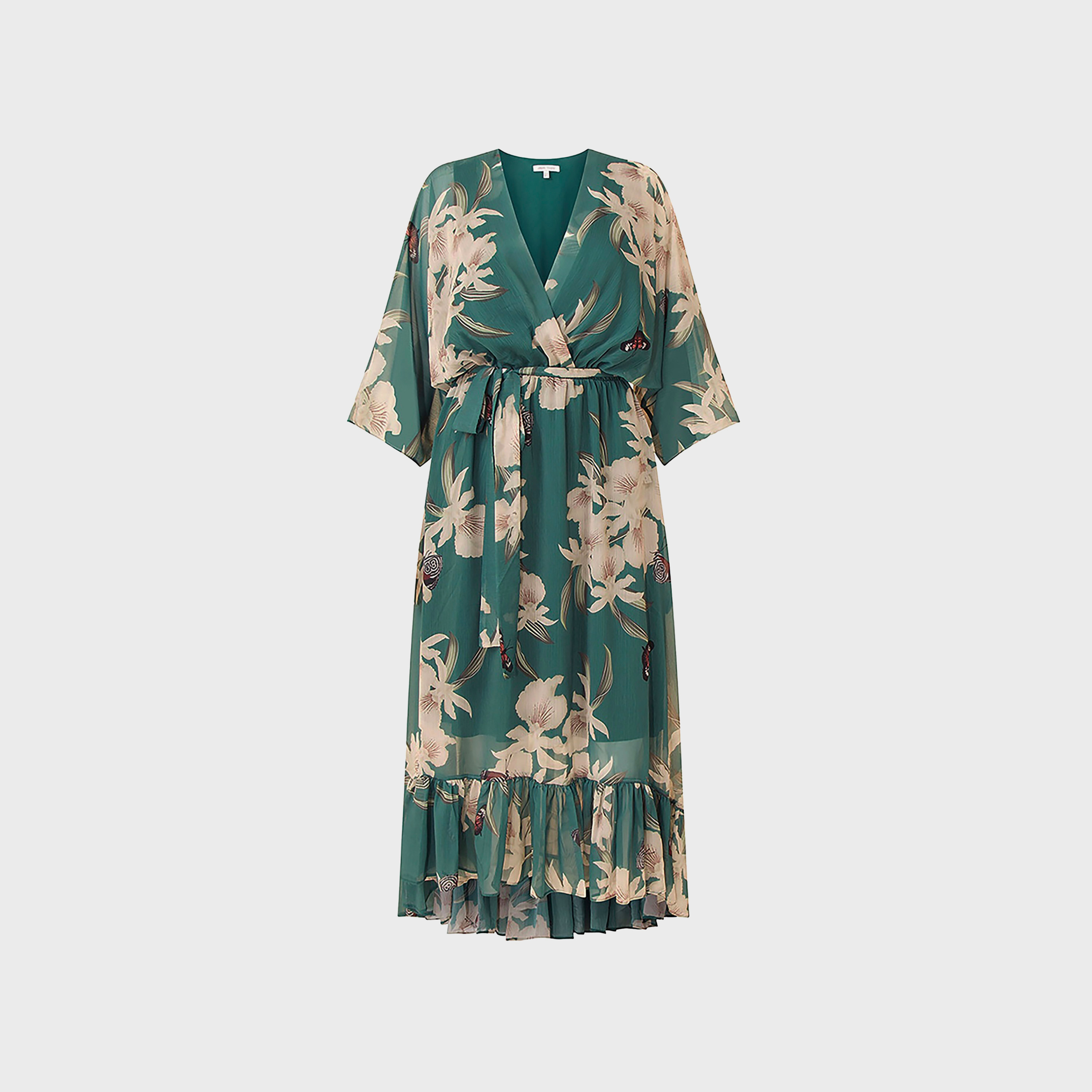 فستان متوسط الطول بطبعات الأزهار كيمونو ملفوف للنساء من يامي-women-clothing-dresses-image-4