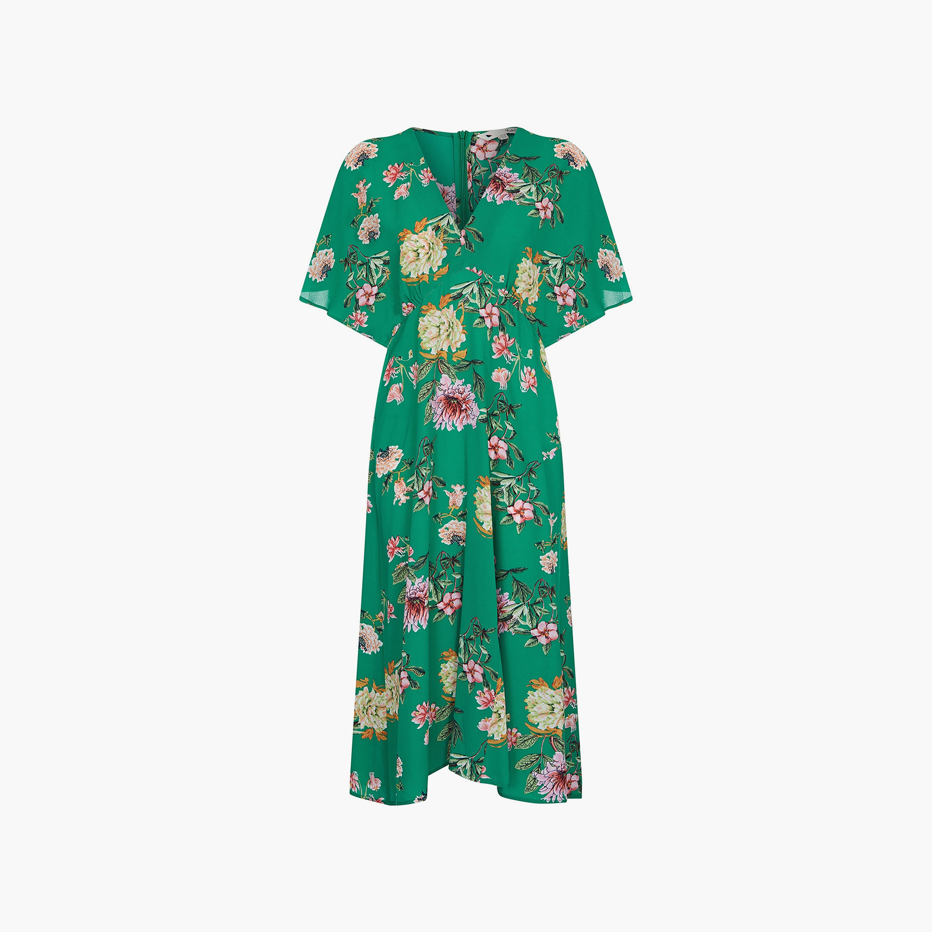 Yumi Green Floral Kimono Wrap Women's Midi Dress-women-clothing-dresses-image-4