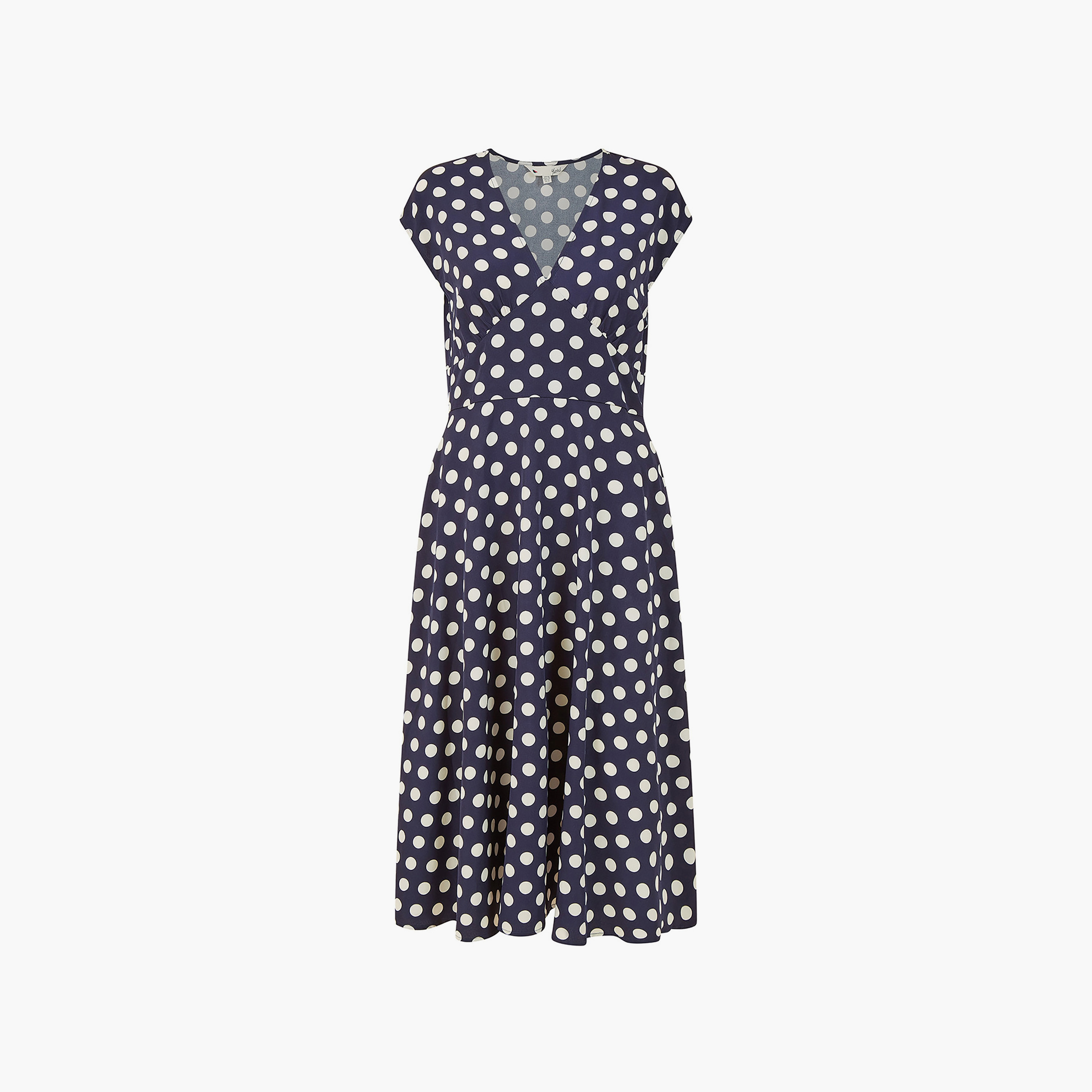 فستان ميدي بأكمام كيمونو بطبعة بقع باللون الأزرق الداكن للنساء من يامي-women-clothing-dresses-image-4