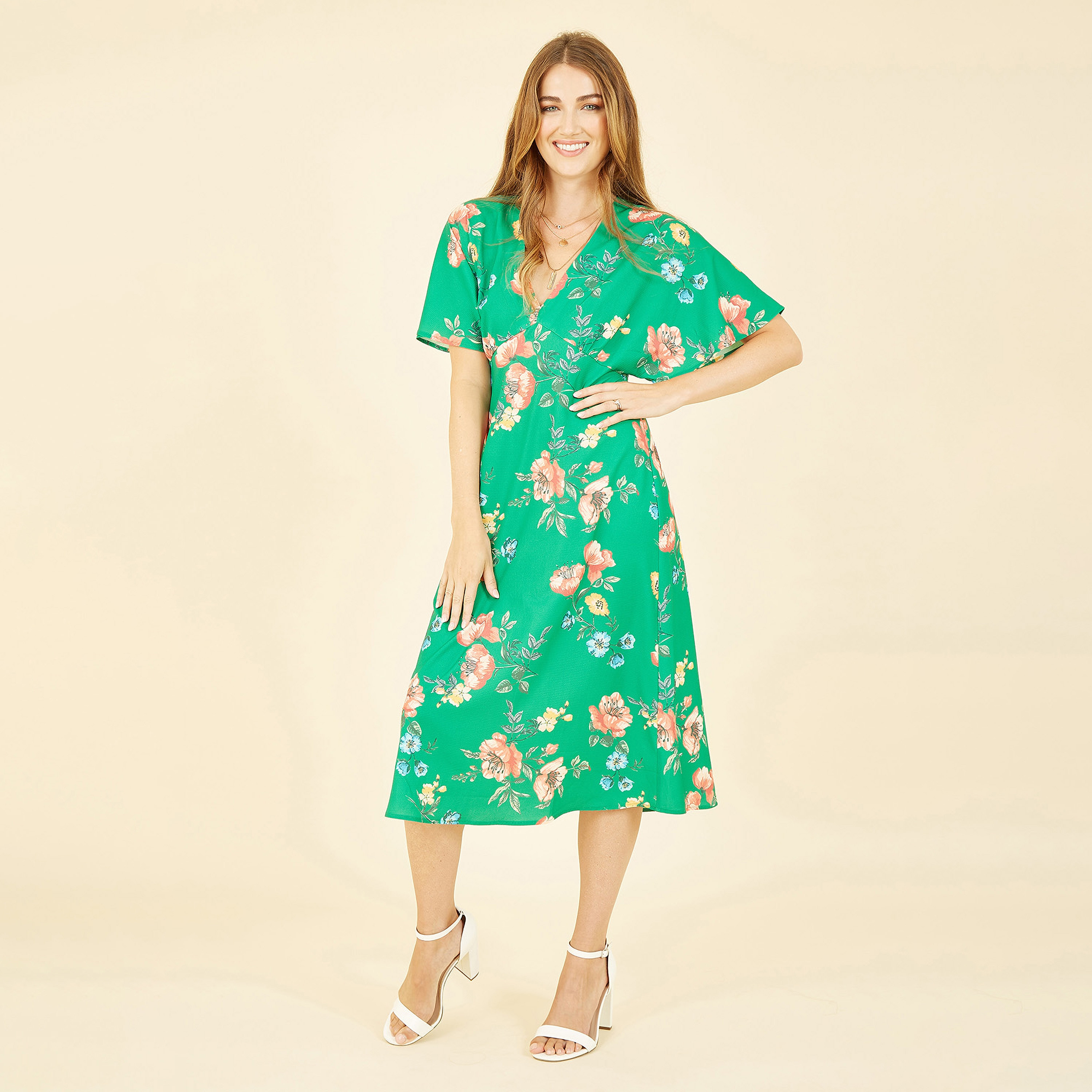 فستان كيمونو نسائي متوسط الطول بطبعة زهور من يامي-women-clothing-dresses-image-6