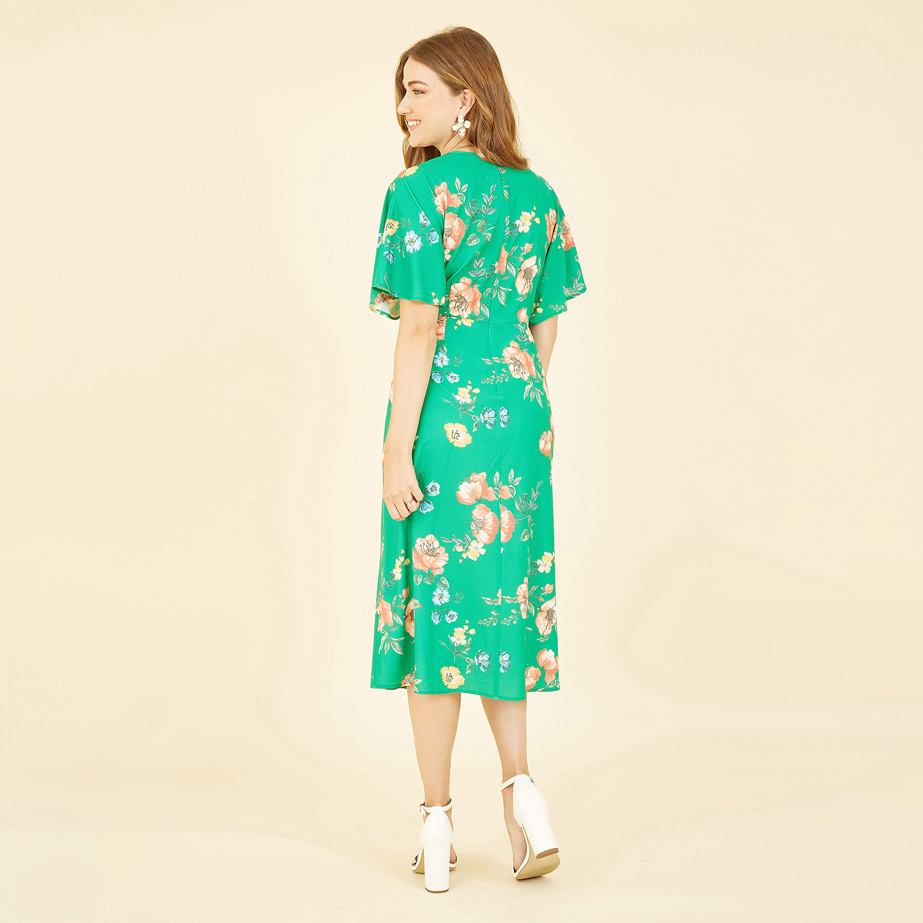فستان كيمونو نسائي متوسط الطول بطبعة زهور من يامي-women-clothing-dresses-image-7