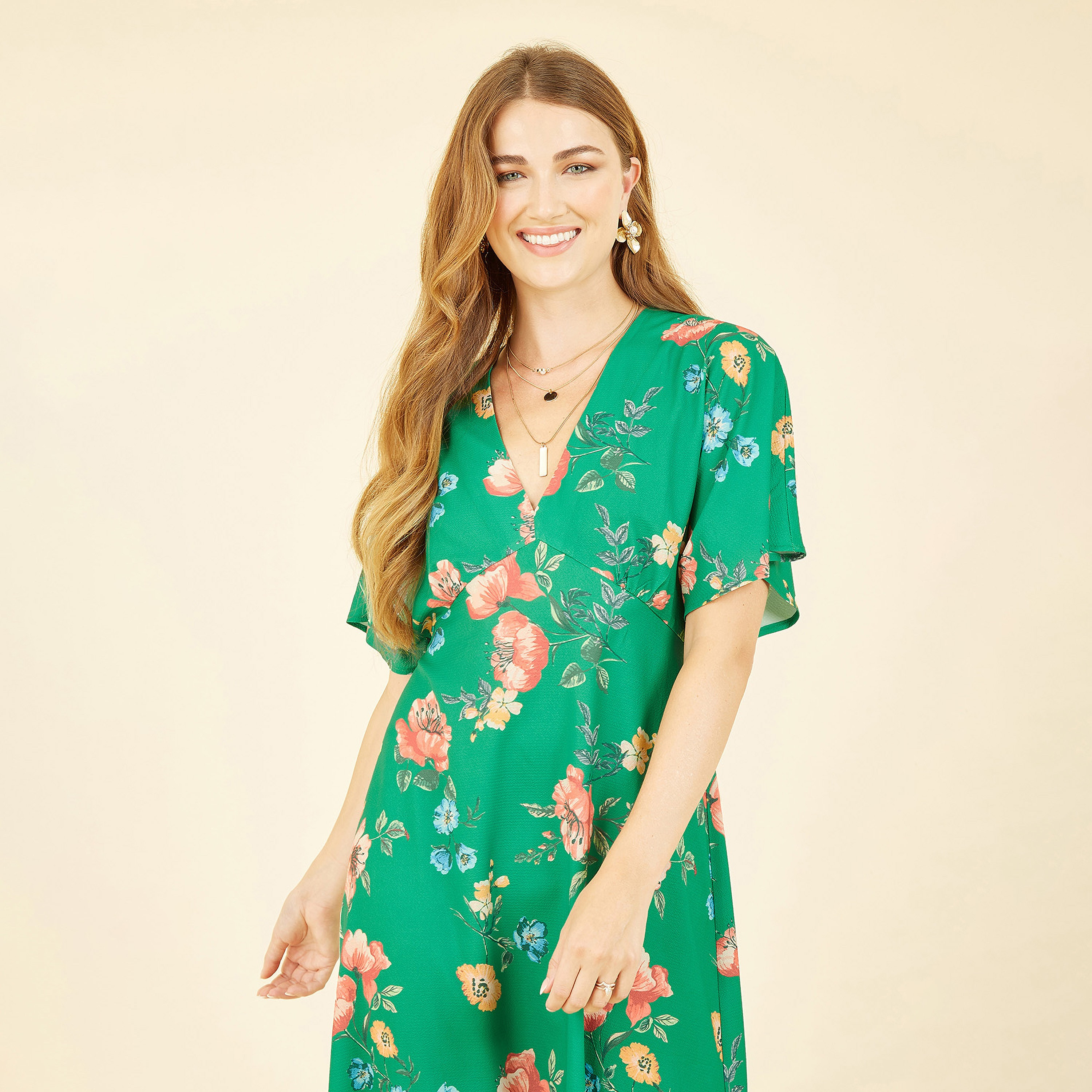 فستان كيمونو نسائي متوسط الطول بطبعة زهور من يامي-women-clothing-dresses-image-9