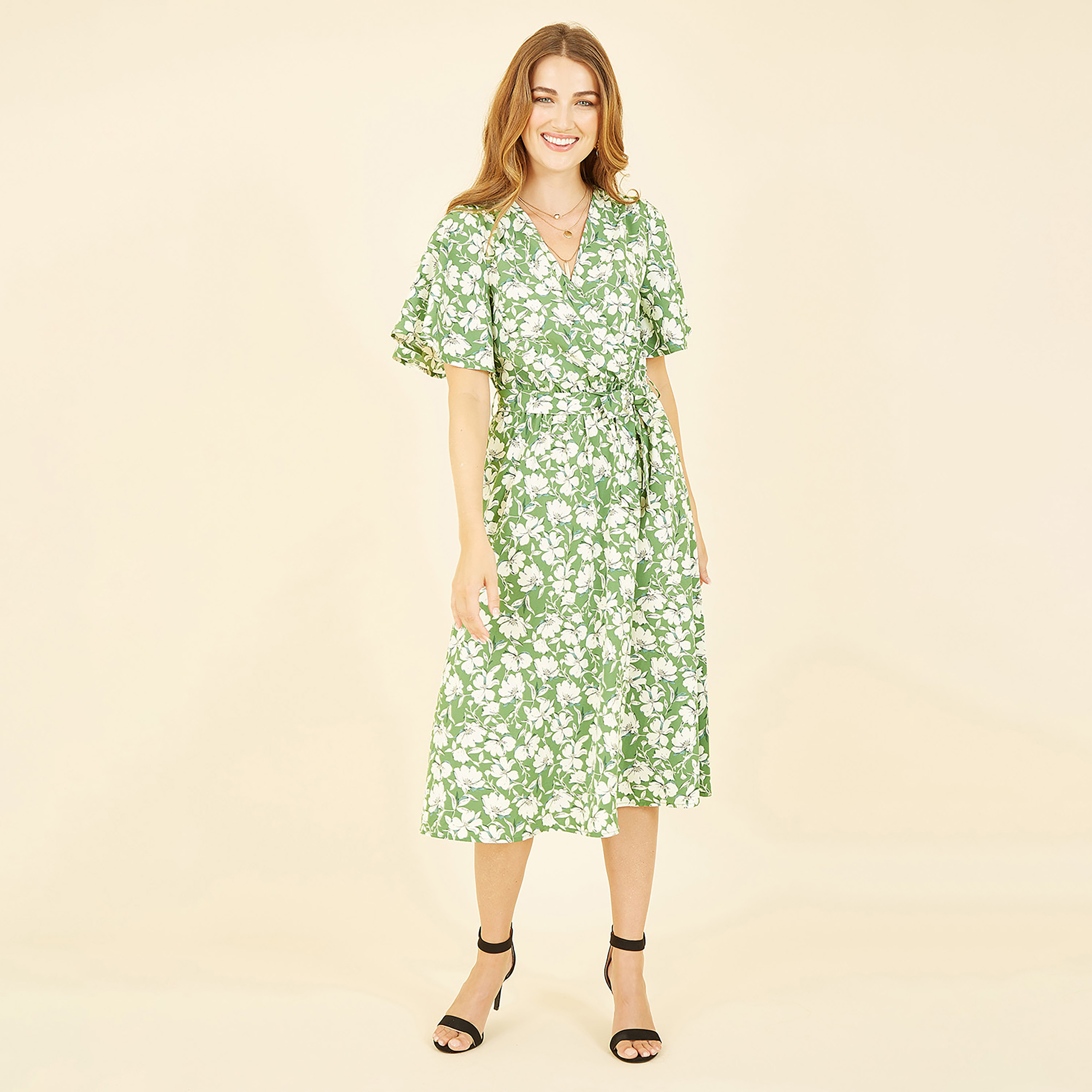 Yumi Green Floral Wrap Women's Midi Dress-women-clothing-dresses-image-1