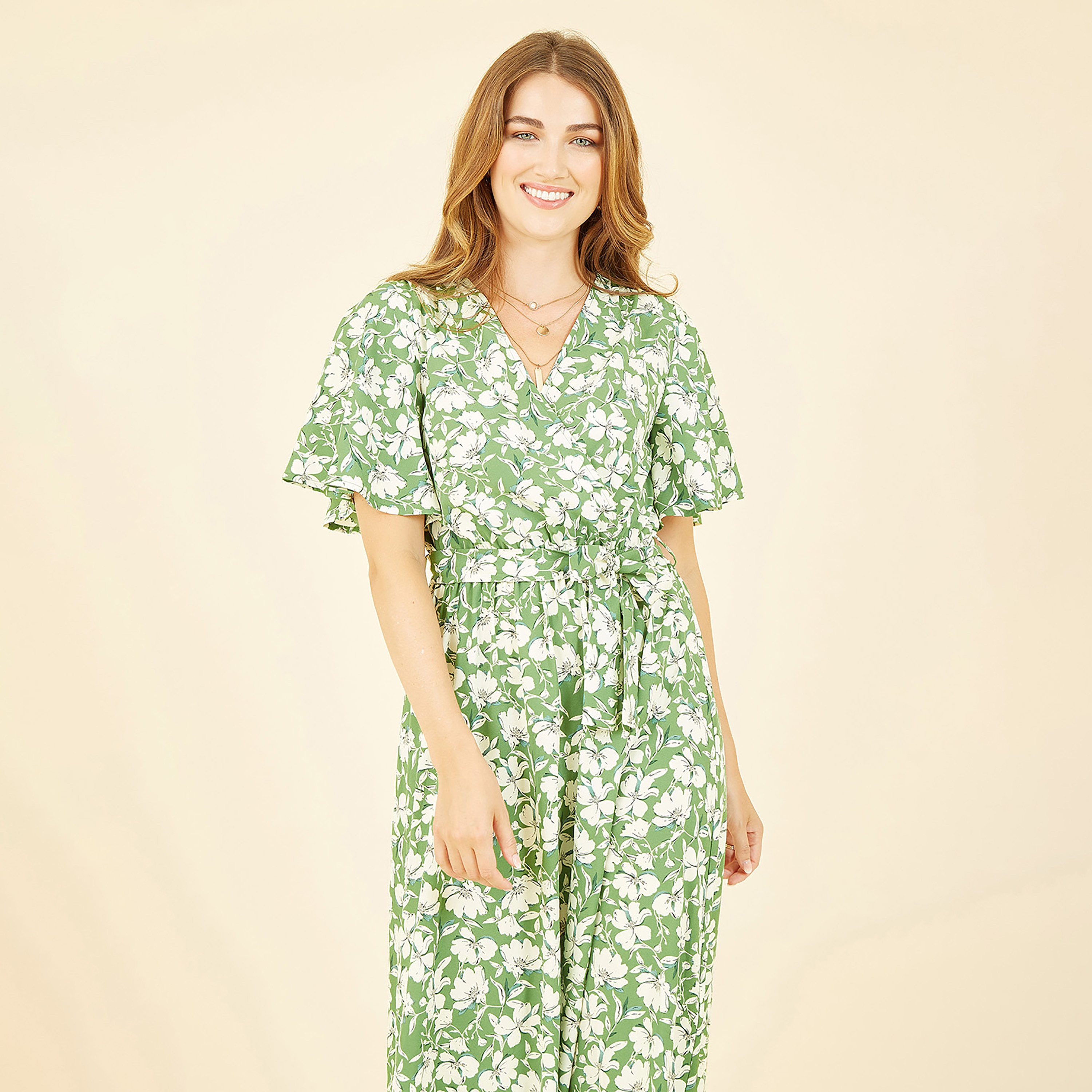 Yumi Green Floral Wrap Women's Midi Dress-women-clothing-dresses-image-3