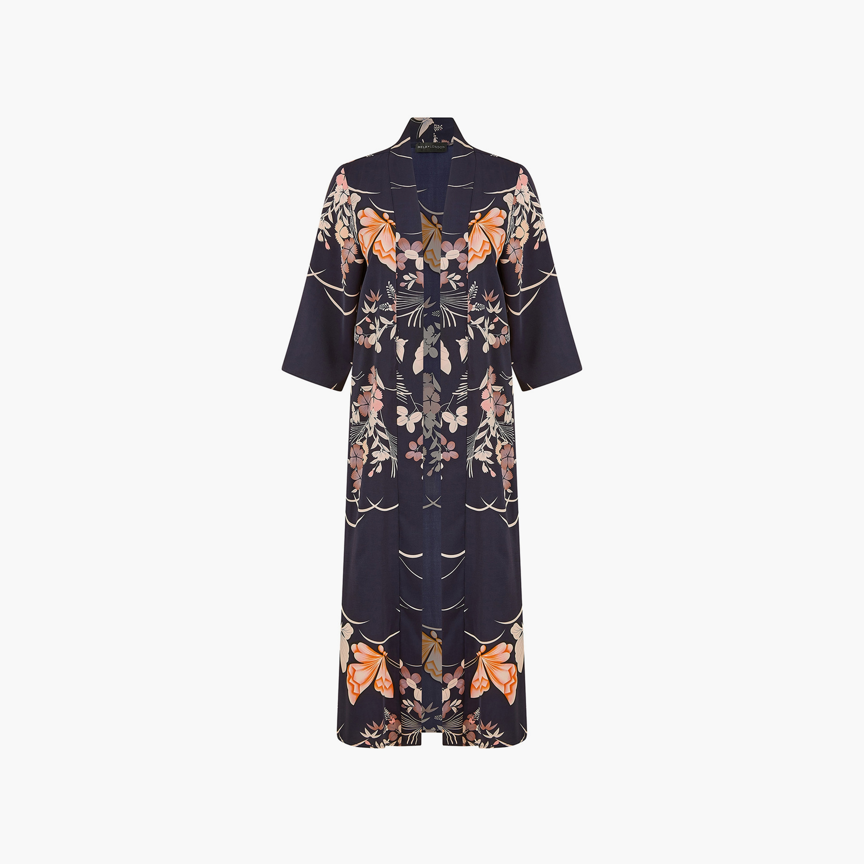 Yumi Navy Satin Butterfly Print Long Women's Kimono-women-clothing-shirtsandblouses-blouses-image-5