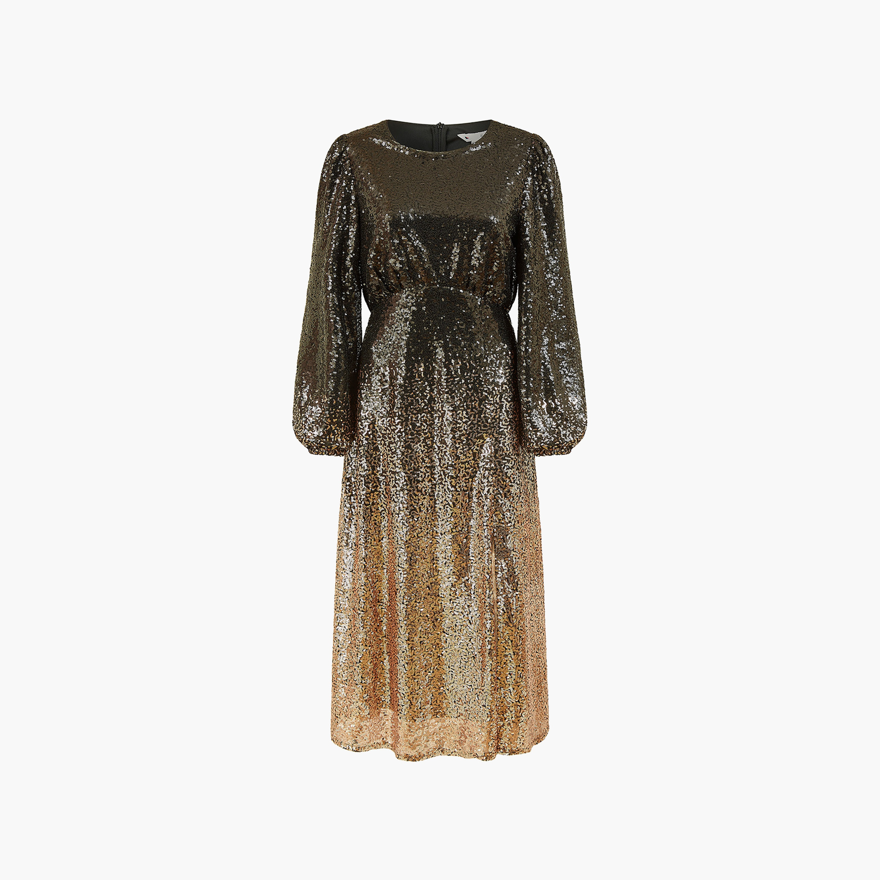 Yumi Black and Gold Sequin Ombre Long Sleeve Evening Slit Women's Midi Dress-women-clothing-dresses-image-5