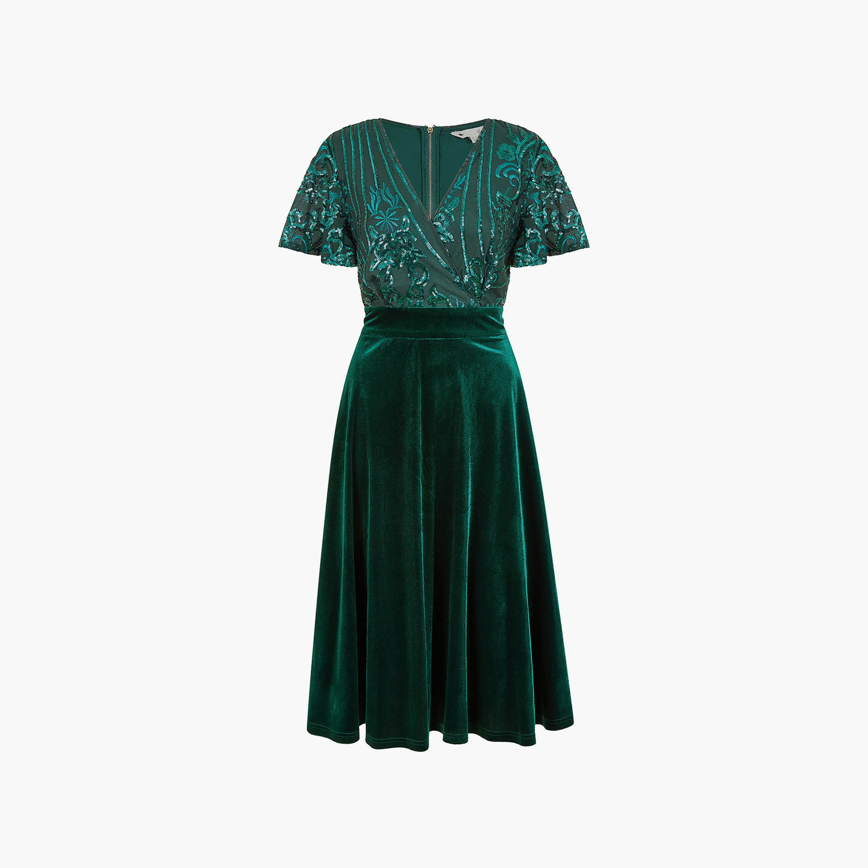 فستان متوسط الطول مزين بالمخمل بتصميم ملفوف للنساء للسهرات من يامي-women-clothing-dresses-image-5