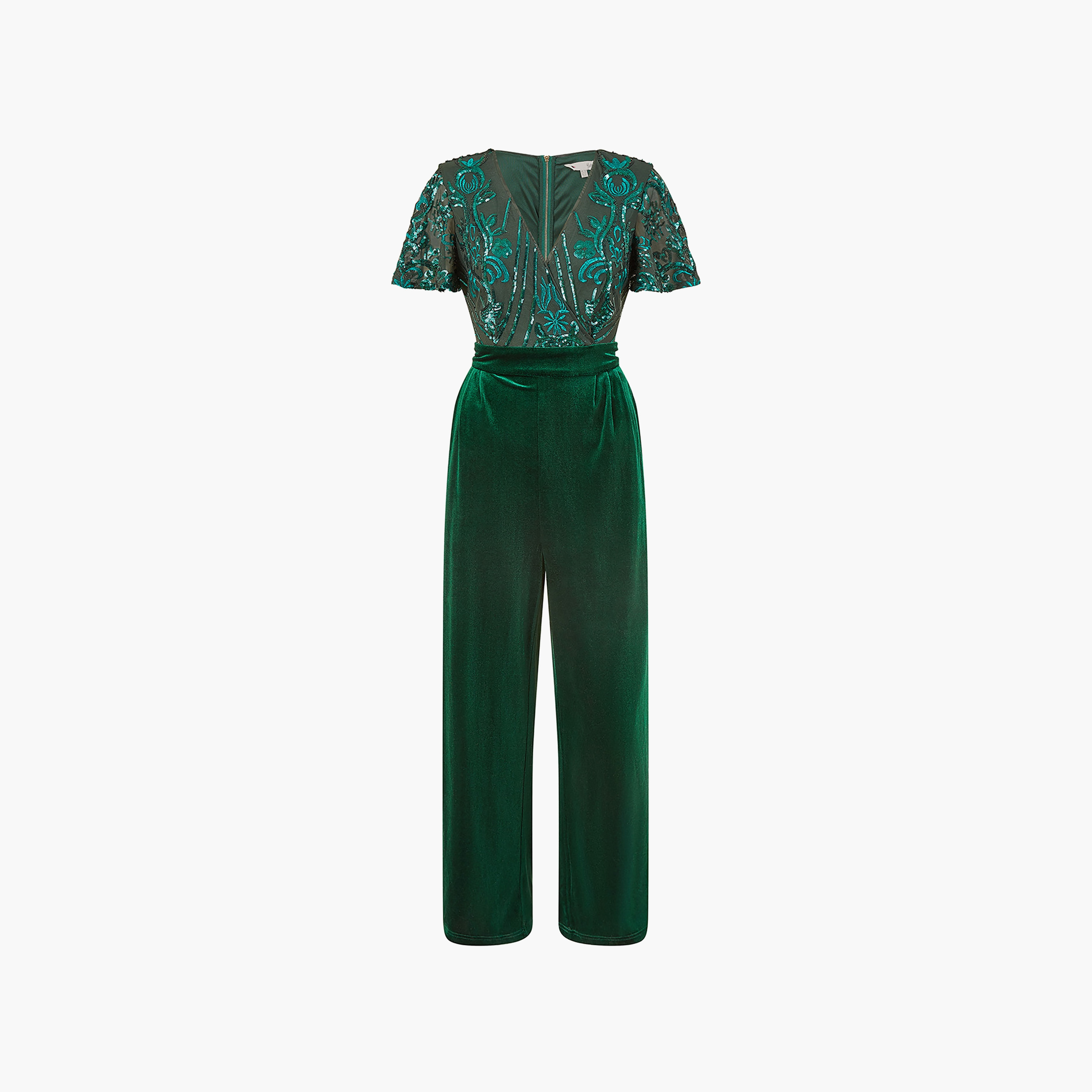 جمبسوت نسائي مسائي مخملي مزين بالترتر بأكمام ملائكية من يامي-women-clothing-jumpsuits-image-4