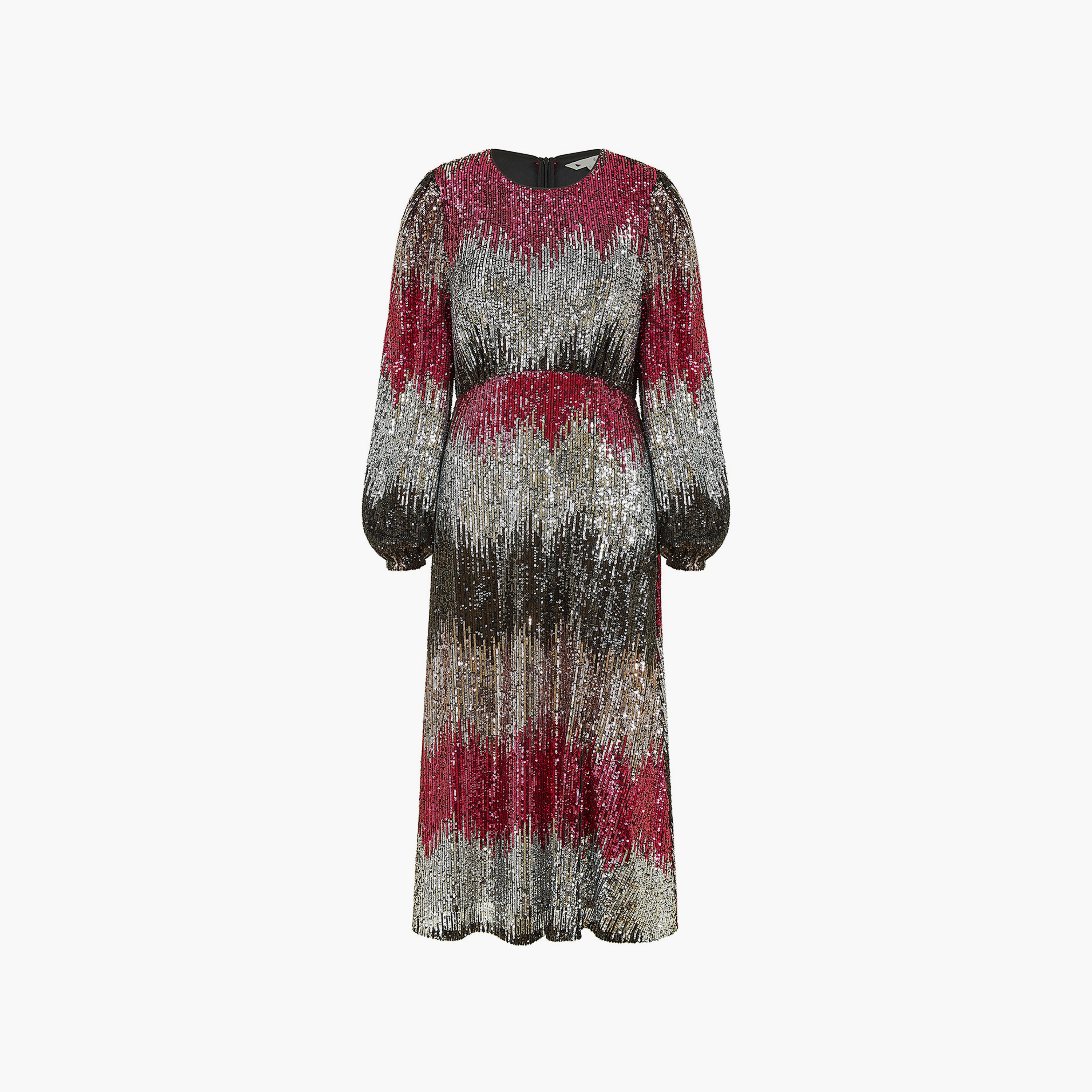 Yumi Multicolour Sequin Ombre Long Sleeve Evening Slit Women's Midi Dress-women-clothing-dresses-image-5