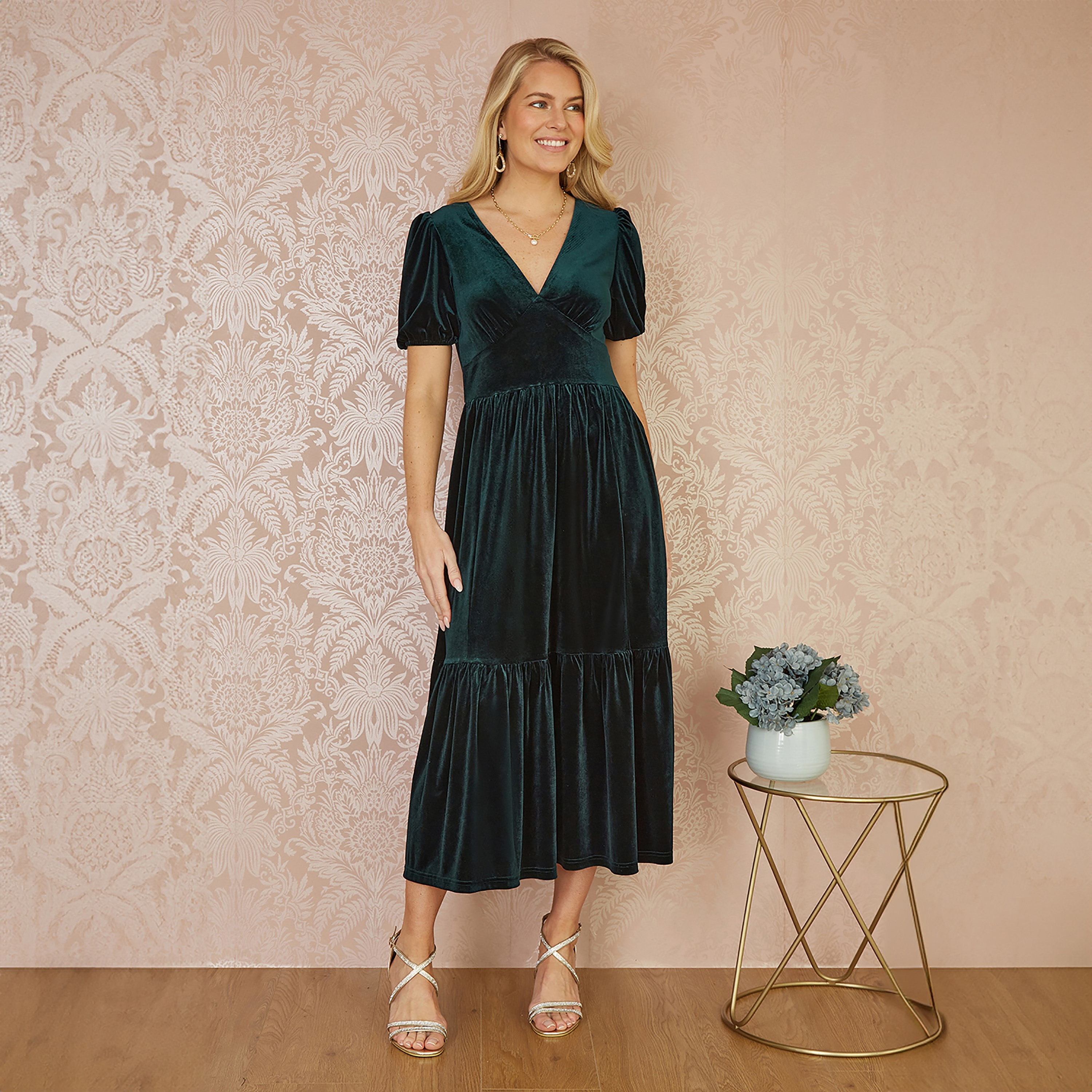Yumi Velvet Evening Tiered Women's Midi Dress-women-clothing-dresses-image-4