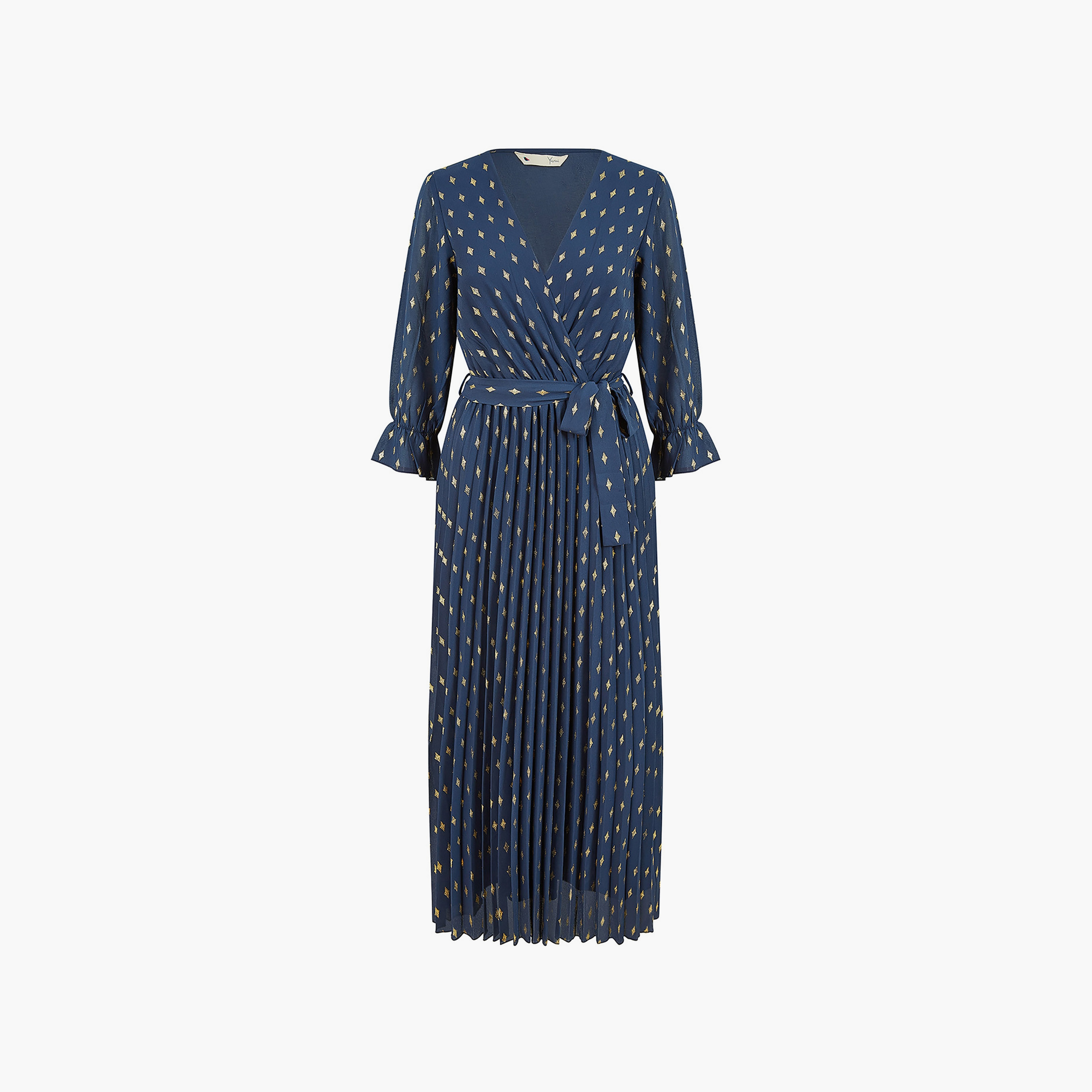 فستان ميدي نسائي بطبعة فويل ملفوف مطوي من يامي-women-clothing-dresses-image-6