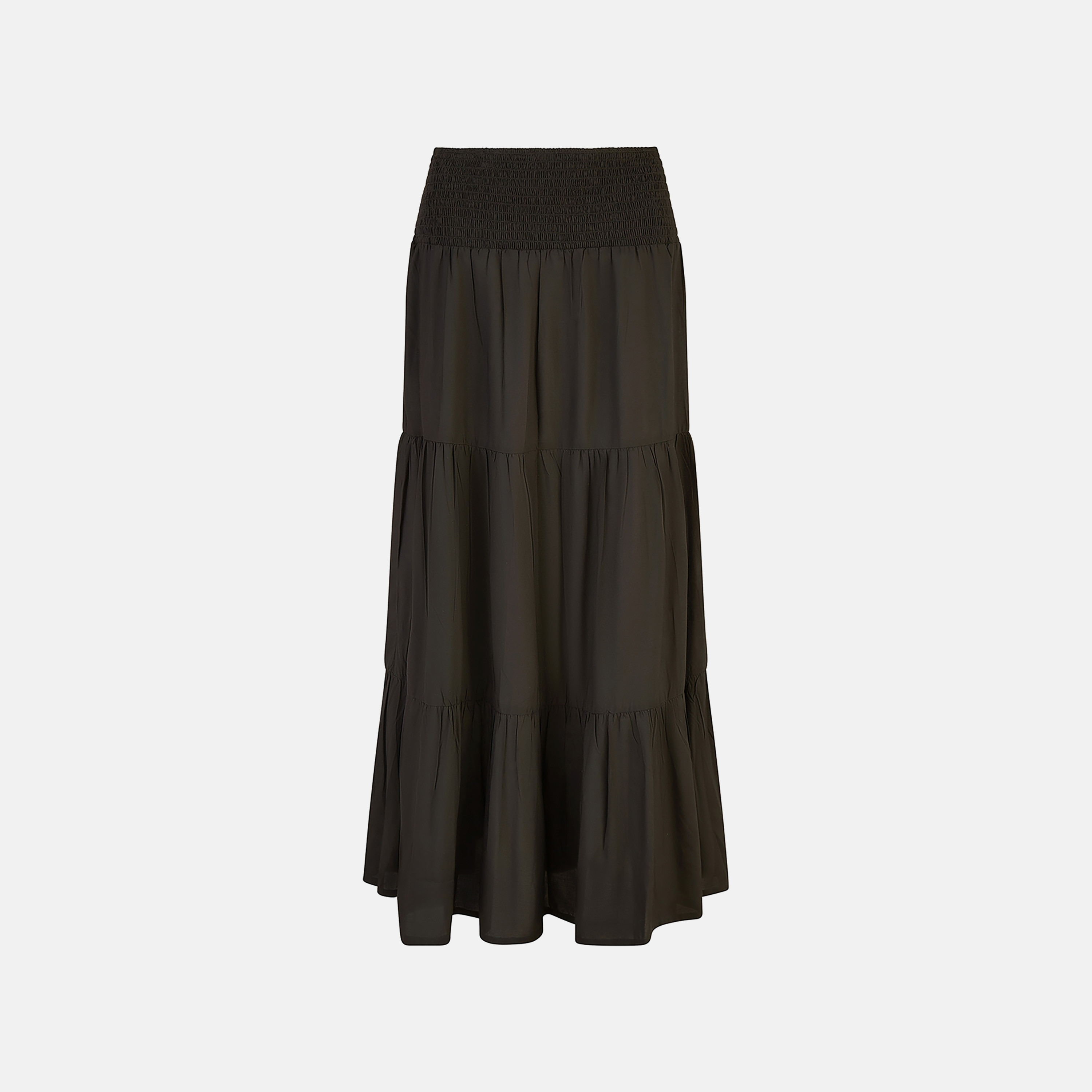 تنورة ماكسي نسائية متعددة الطبقات باللون الأسود بخصر مجعد من يامي-women-clothing-bottoms-skirts-image-4