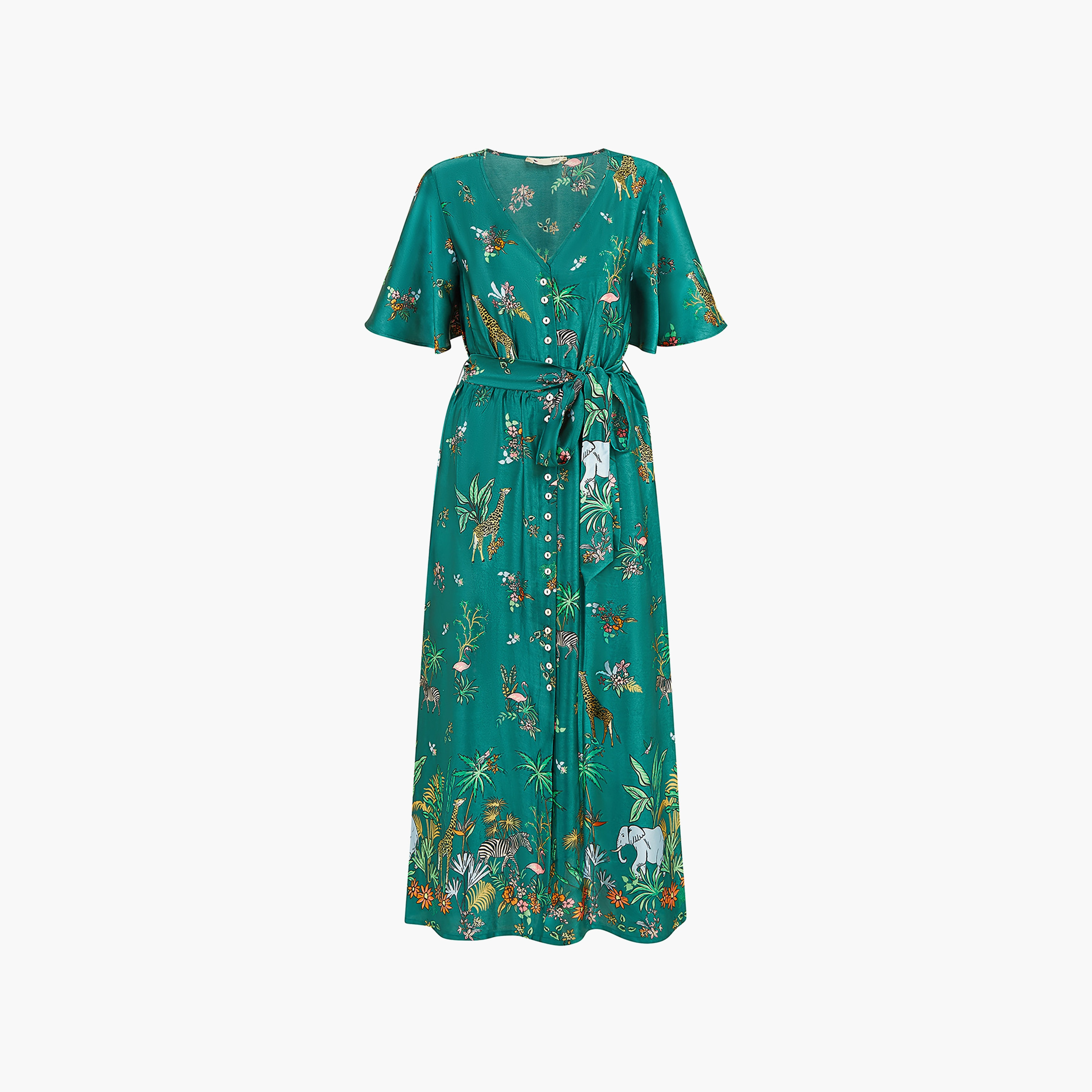 فستان نسائي متوسط الطول بطبعة حيوانات السفاري باللون الأخضر الساتان من يامي-women-clothing-dresses-image-5