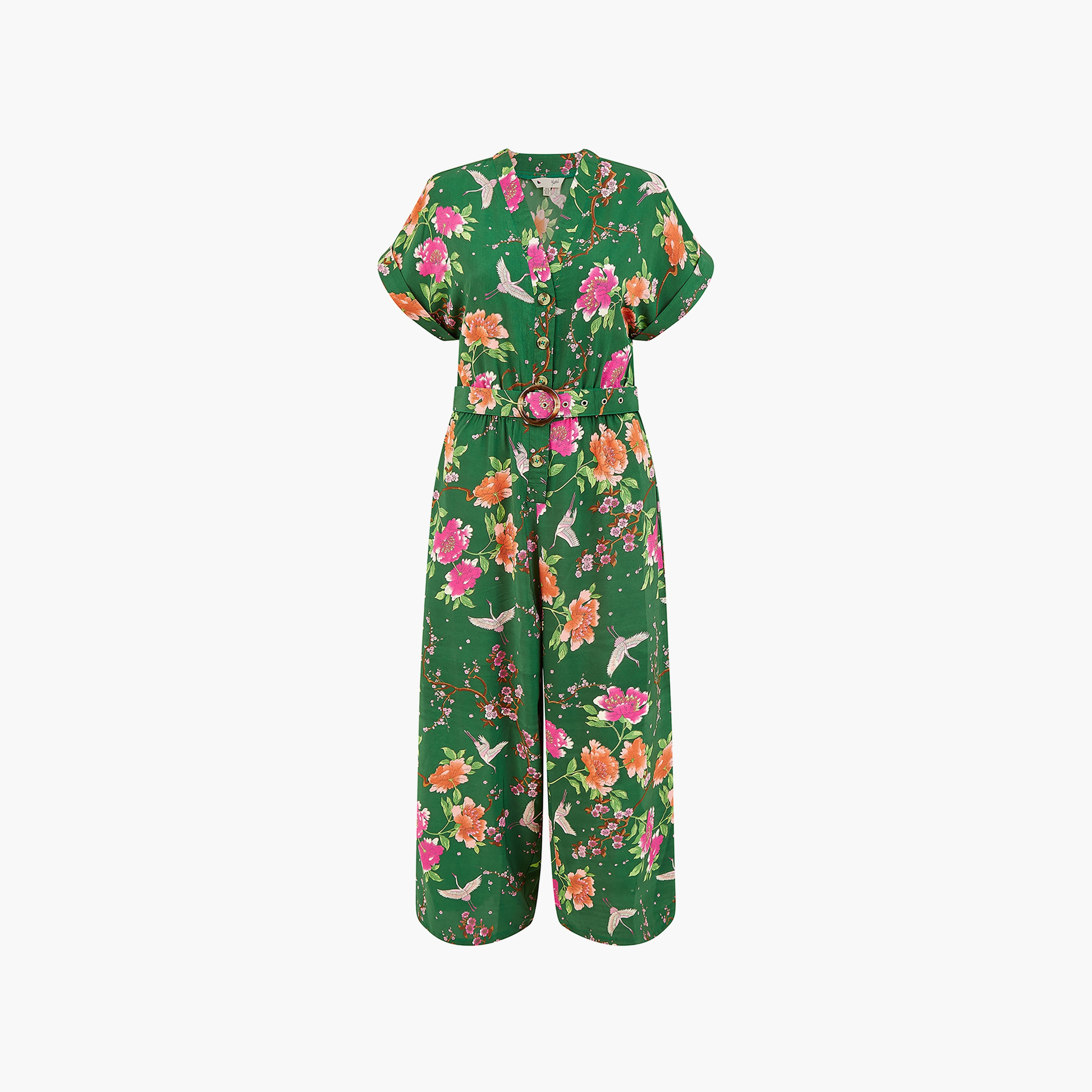 جمبسوت نسائي بطبعة كرين المعاد تدويره مع حزام مطابق من يامي-women-clothing-jumpsuits-image-5