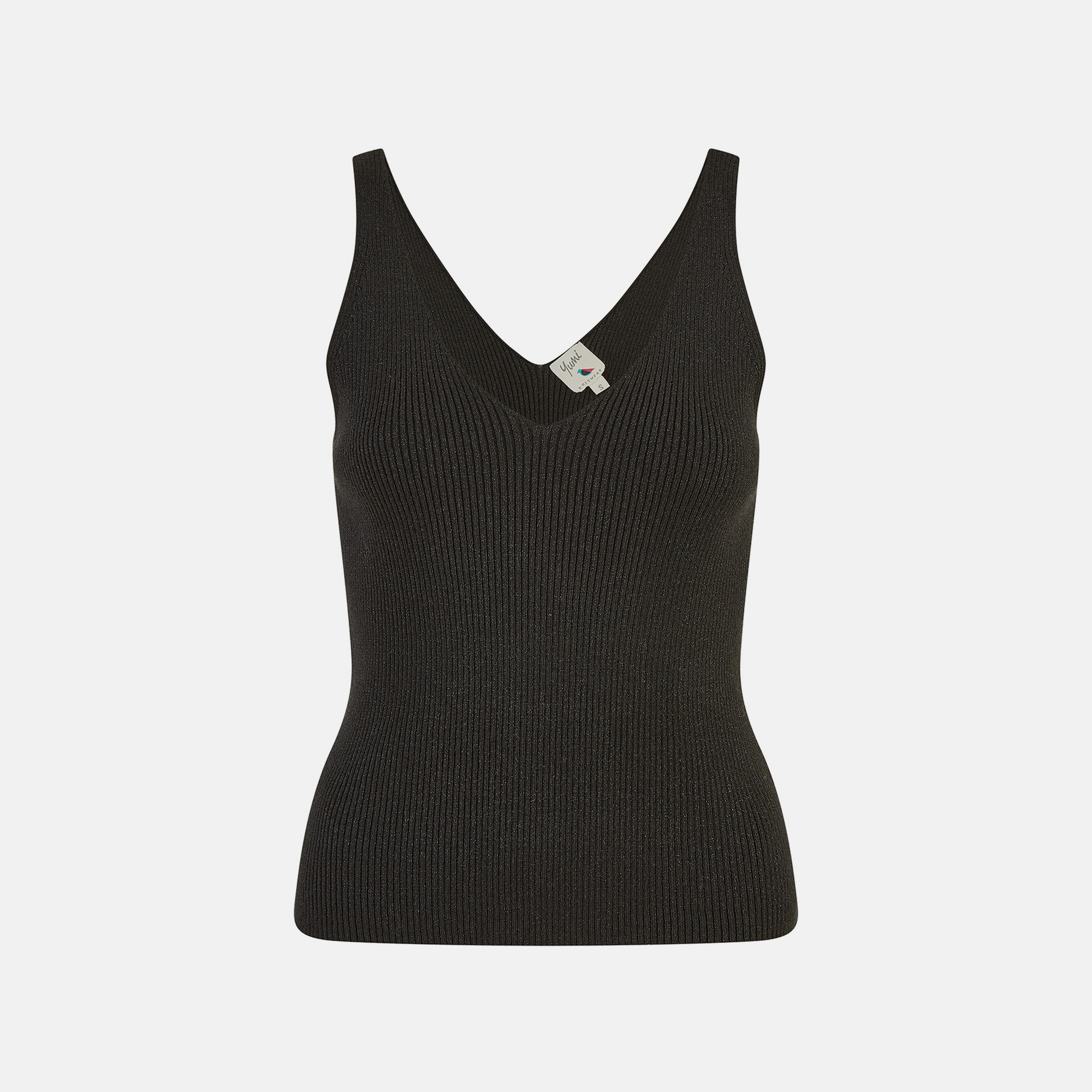 Yumi Black Rib Knitted Vest Women's Top-women-clothing-shirtsandblouses-blouses-image-4