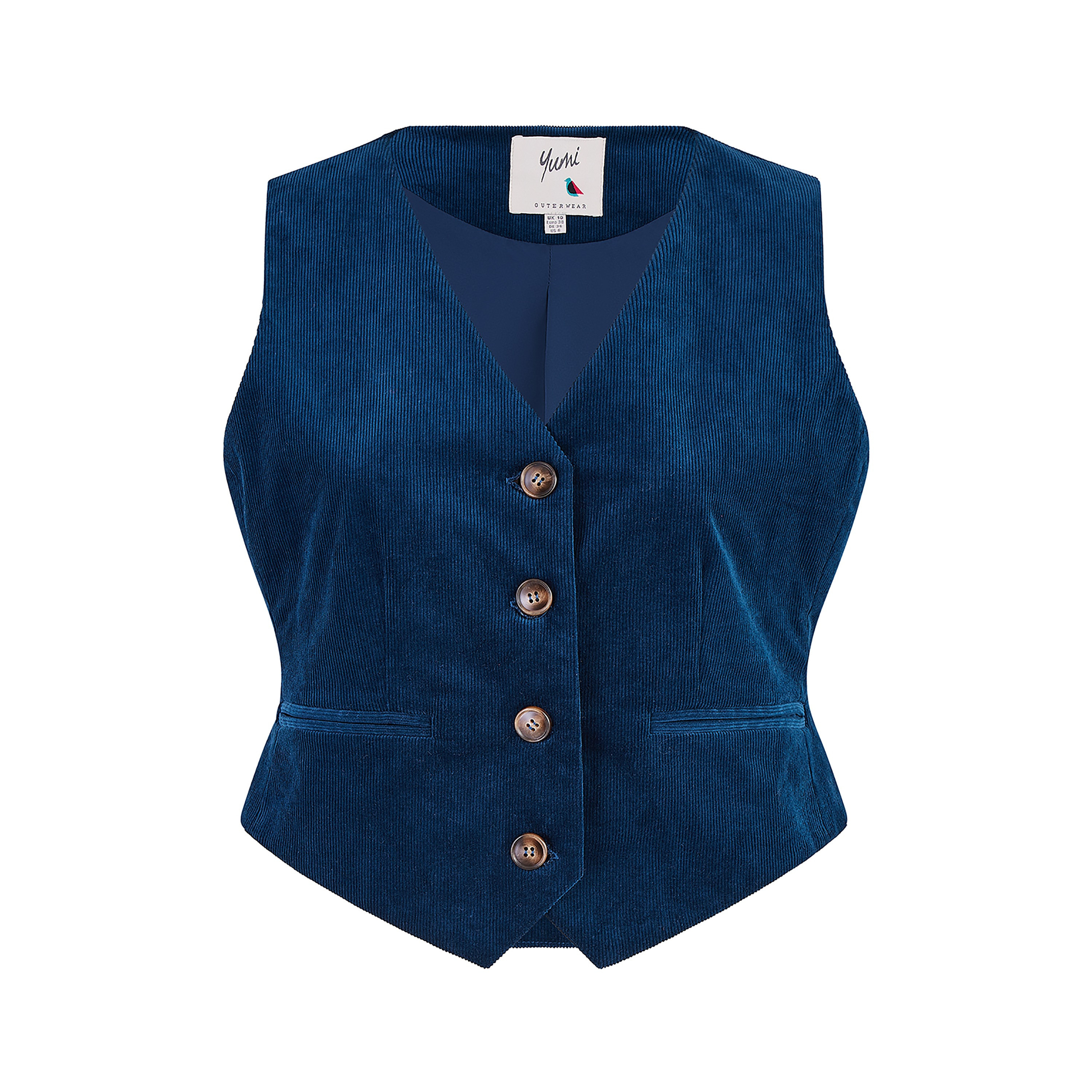 Yumi Teal Cord Velvet Women's Waistcoat-women-clothing-coatsandjackets-waistcoats-image-3