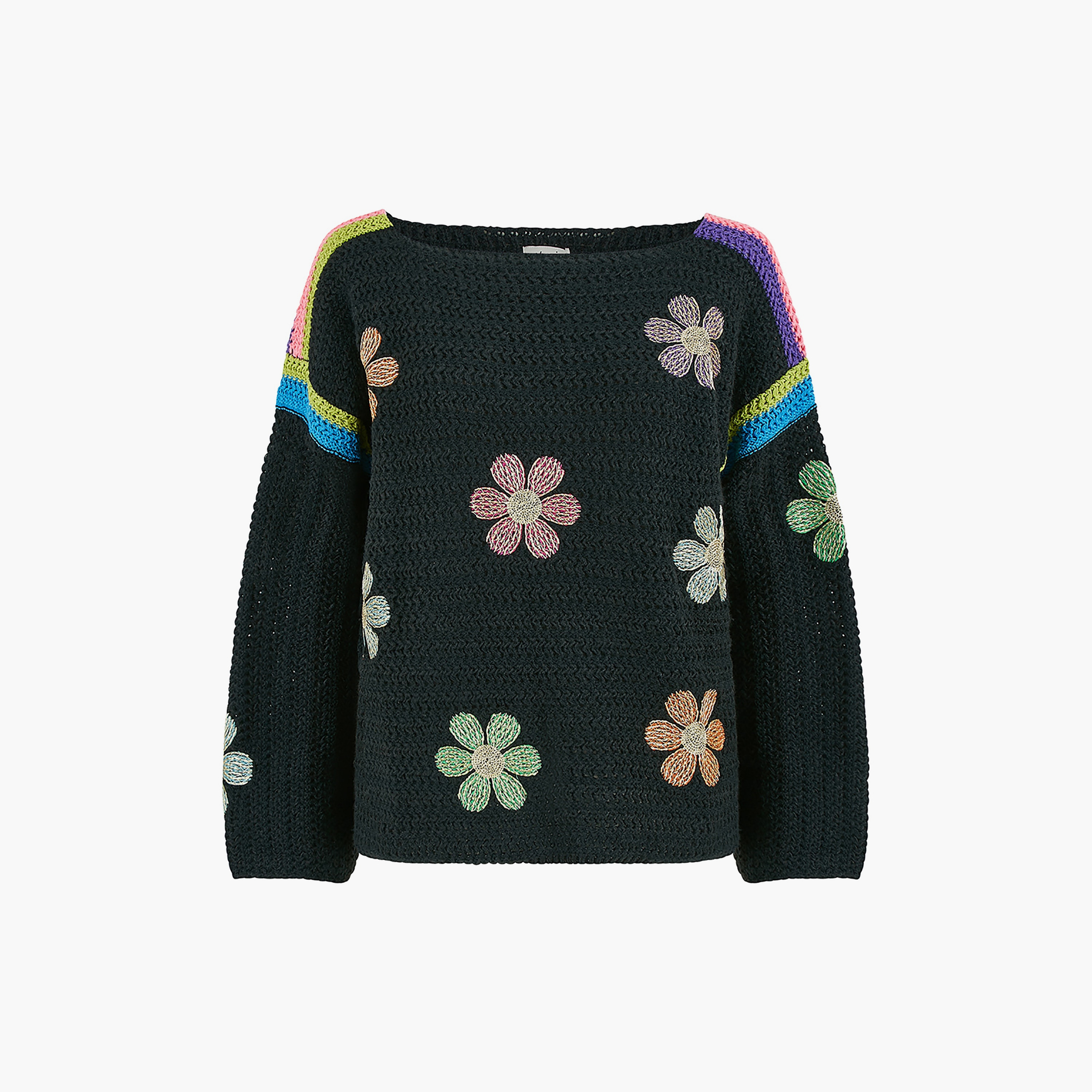 جامبر نسائي باللون الأسود مزين بزهرة كروشيه من يامي-women-winterwear-cardigansandjumpers-jumpers-image-5