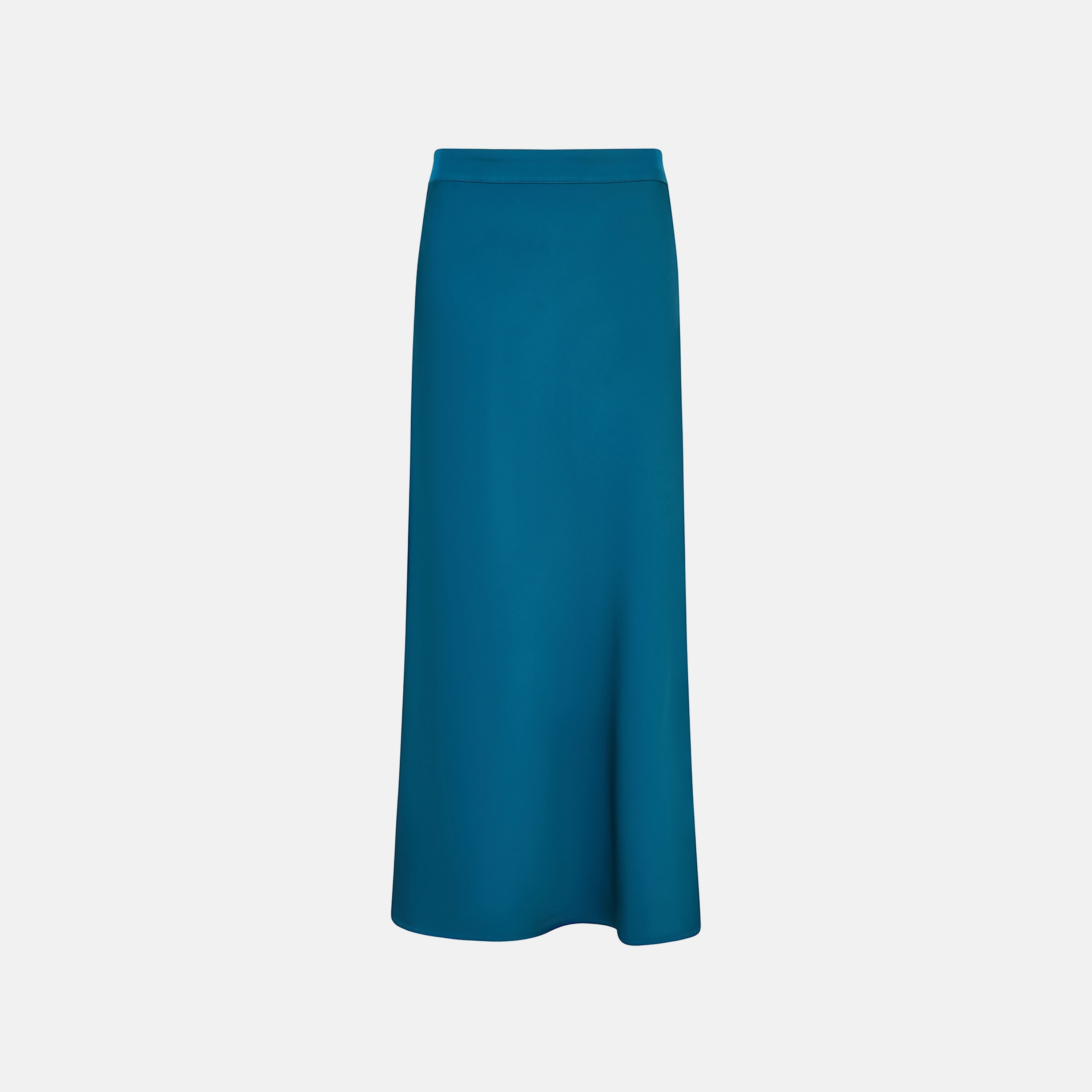 تنورة نسائية متوسطة الطول باللون الأزرق المخضر من الساتان بخصر مرتفع من يامي-women-clothing-bottoms-skirts-image-1