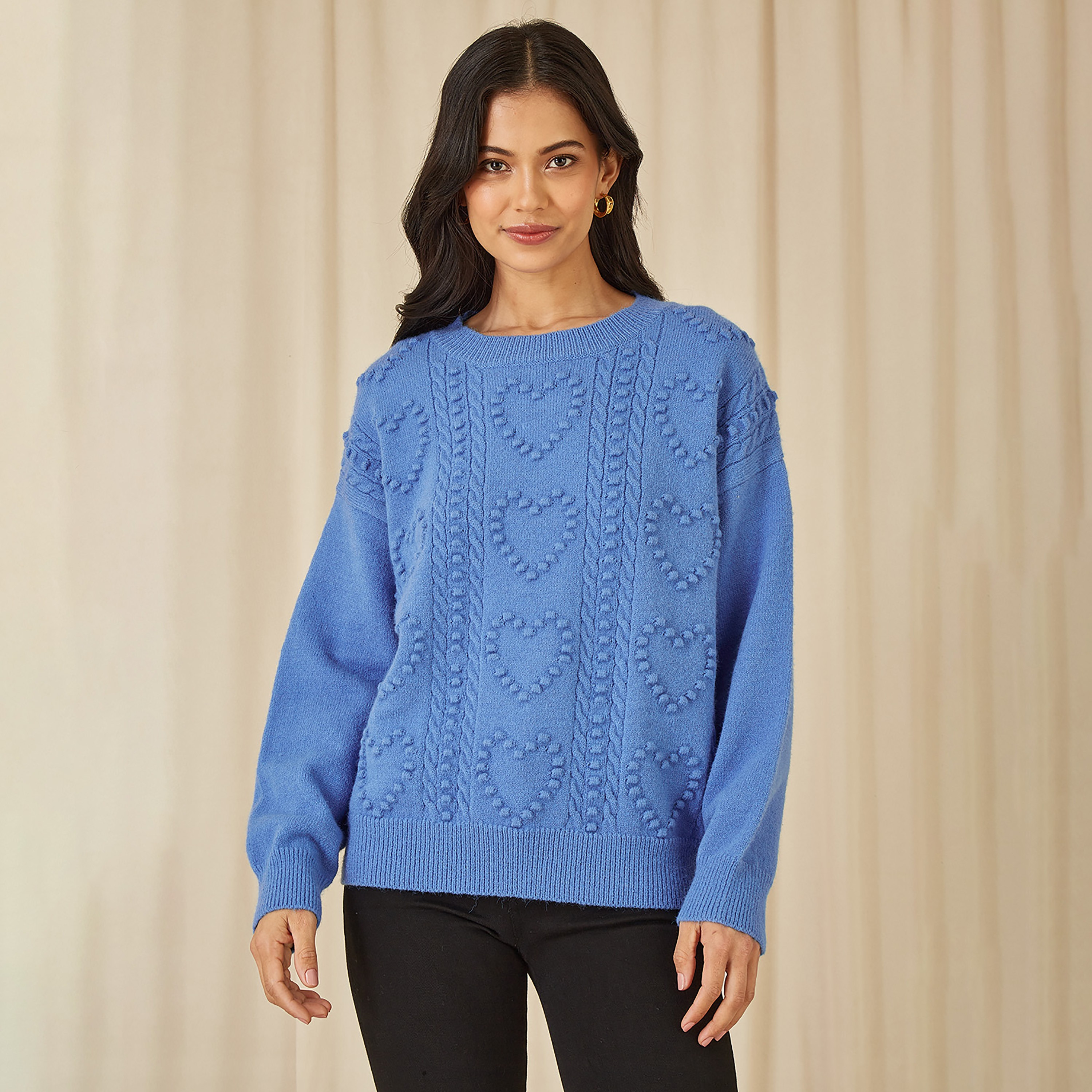جامبر نسائي مريح محبوك على شكل قلب باللون الأزرق من يامي-women-winterwear-cardigansandjumpers-jumpers-image-1