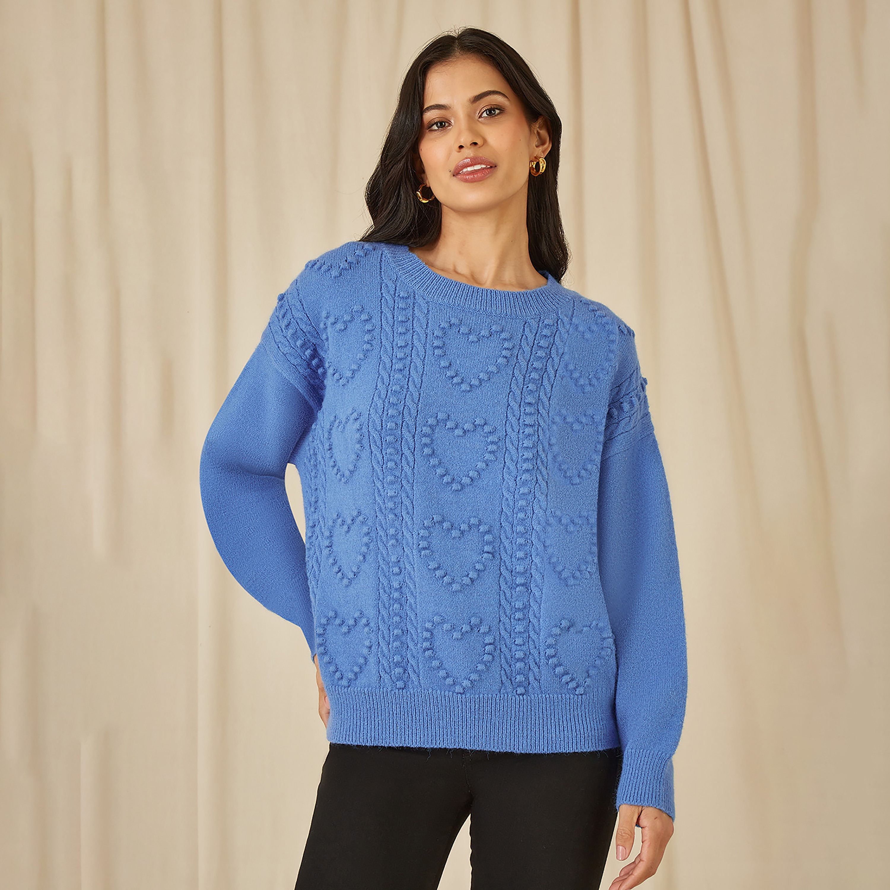 جامبر نسائي مريح محبوك على شكل قلب باللون الأزرق من يامي-women-winterwear-cardigansandjumpers-jumpers-image-2