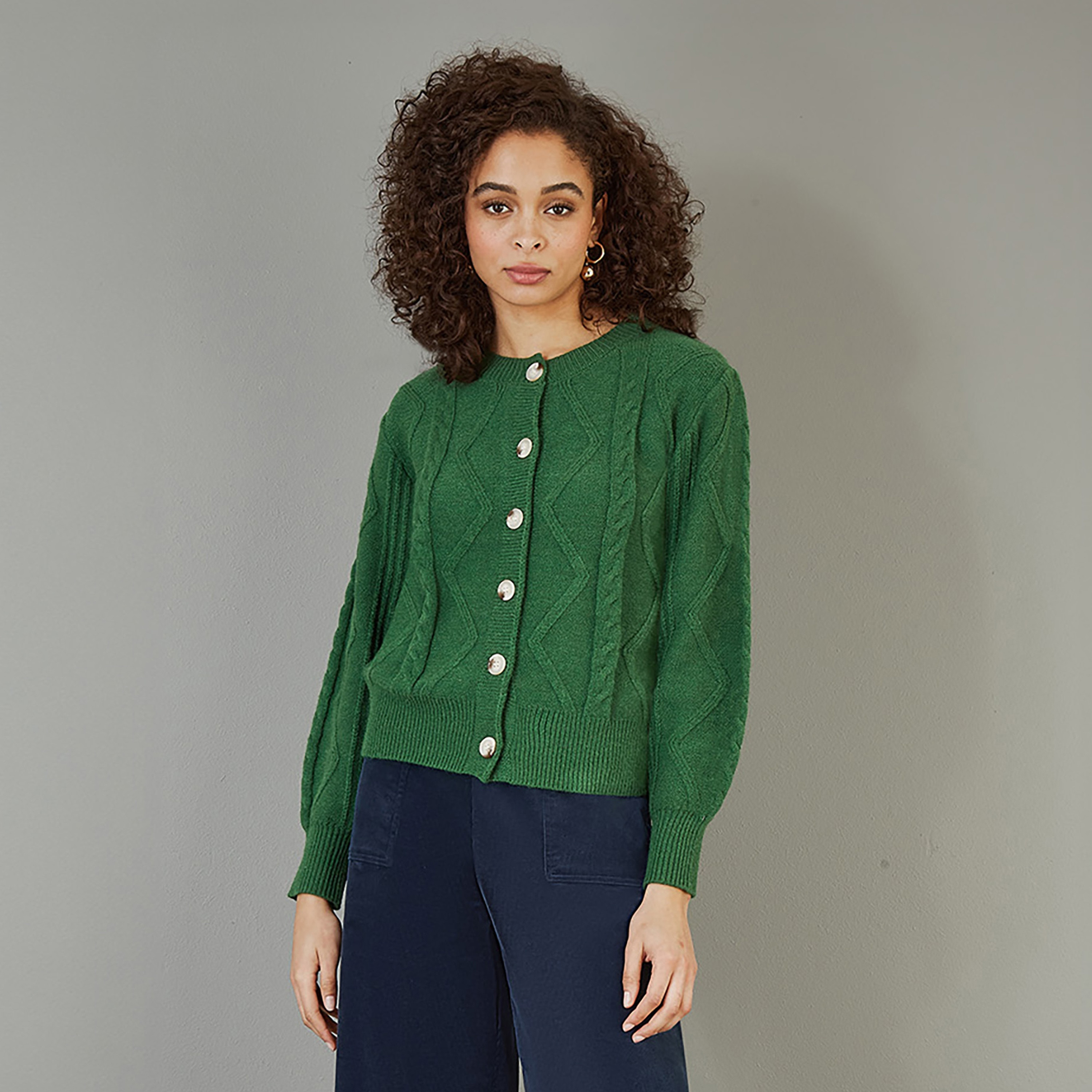 كارديجان أخضر سميك محبوك للنساء من يامي-women-clothing-cardigansandjumpers-cardigans-image-1