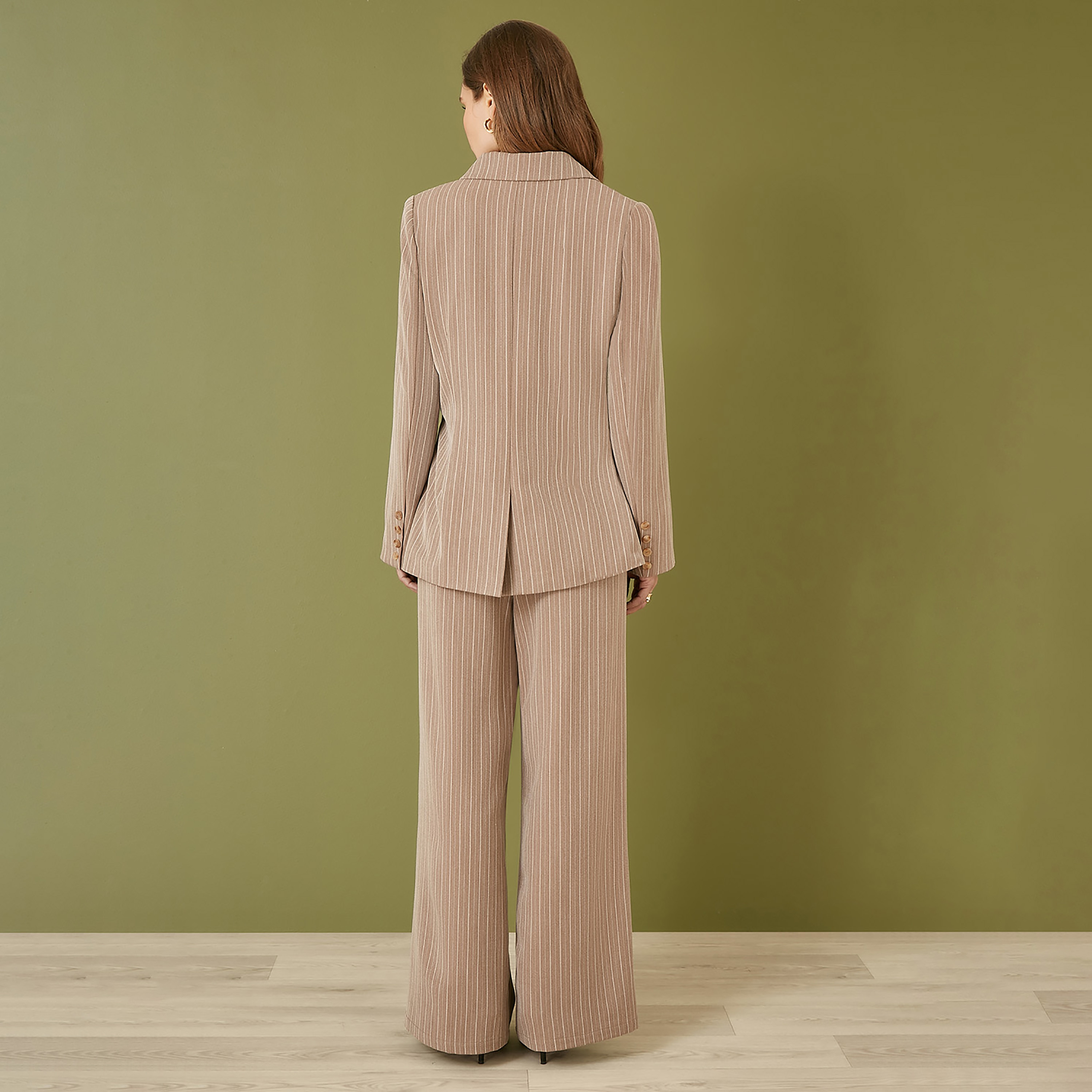 Yumi Brown Pinstripe Lapel Collared Women's Blazer-women-clothing-coatsandjackets-blazers-image-3