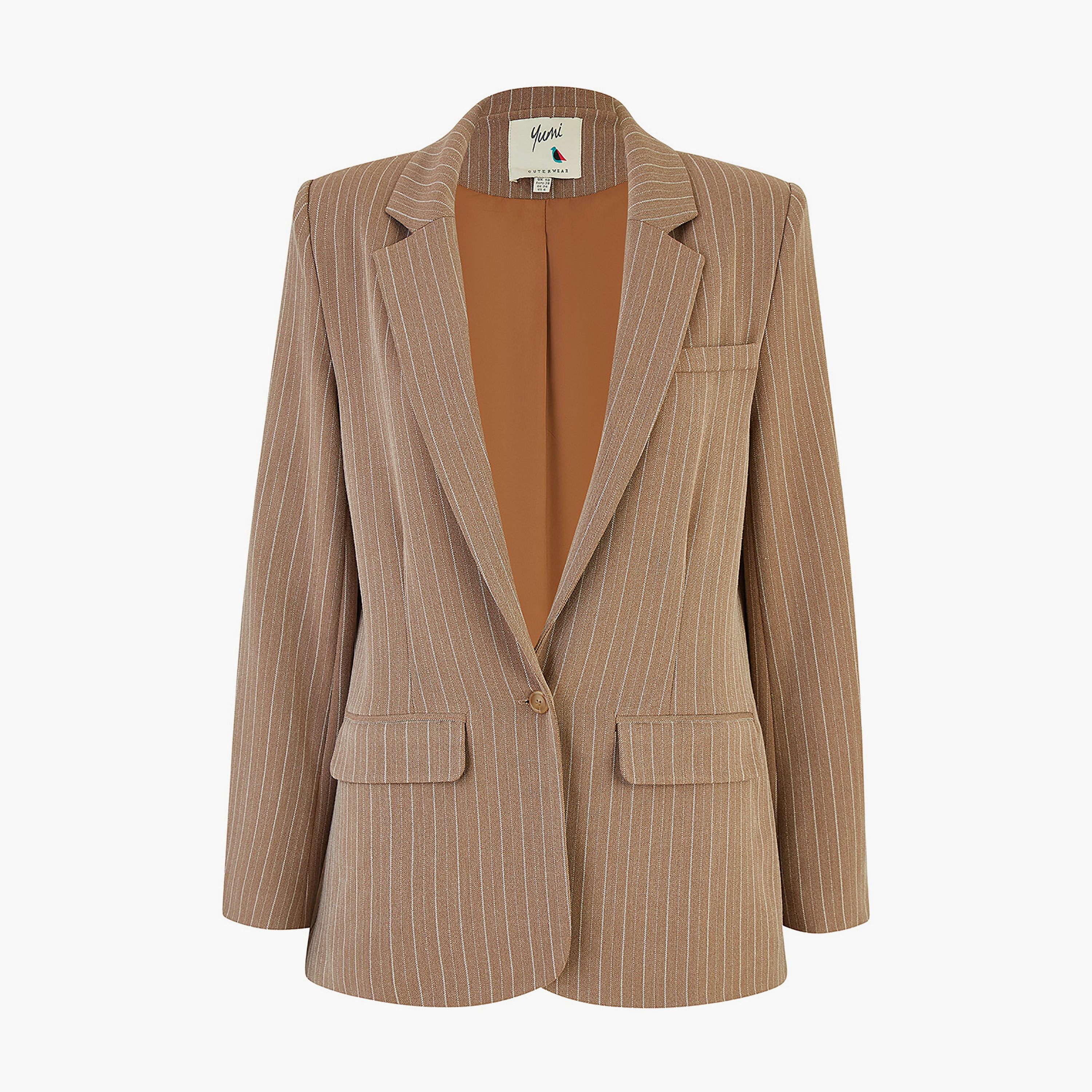 سترة نسائية مخططة باللون البني من يامي-women-clothing-coatsandjackets-blazers-image-4
