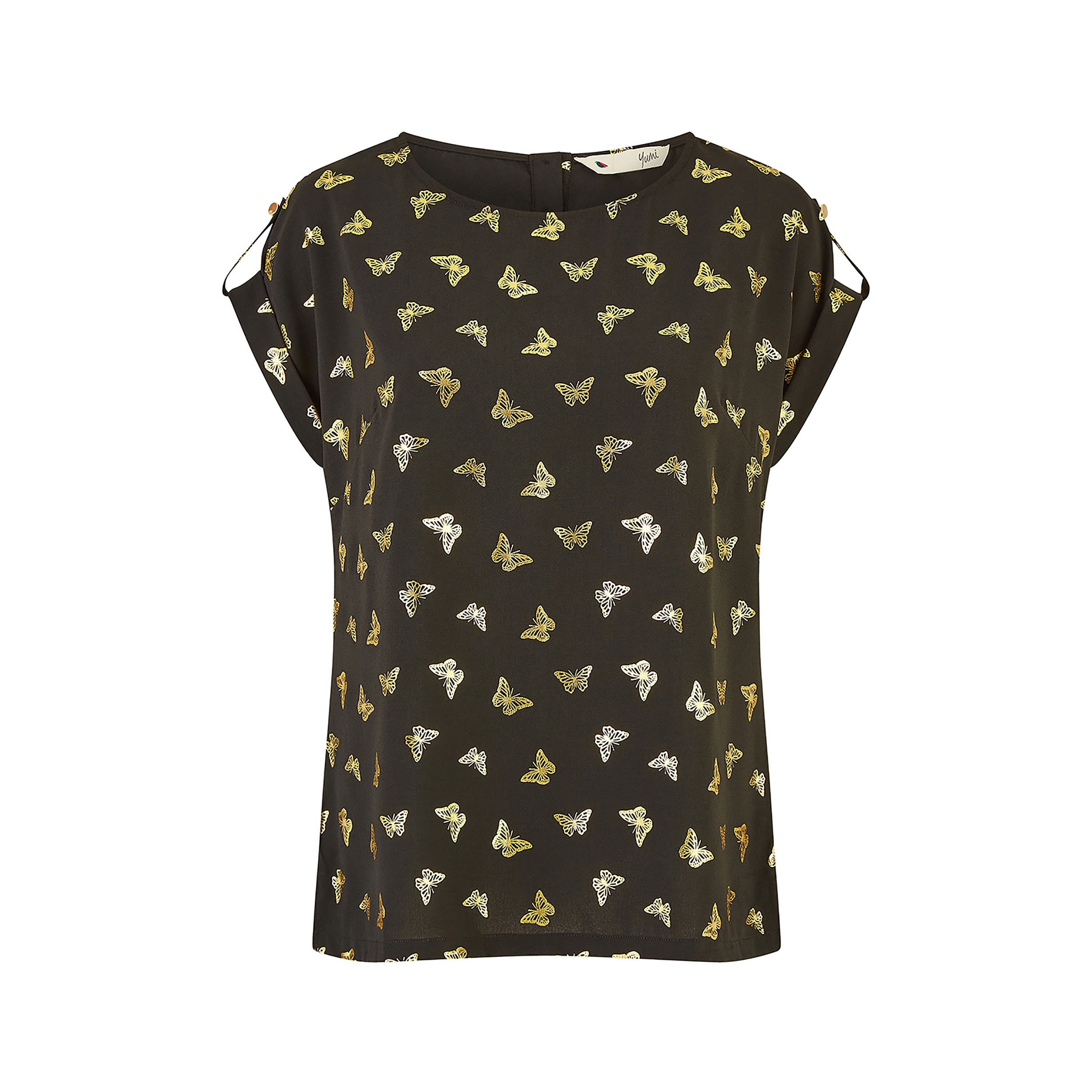بلوزة النسائية المطبوعة بفراشة باللون الأسود من يامي-women-clothing-shirtsandblouses-blouses-image-4