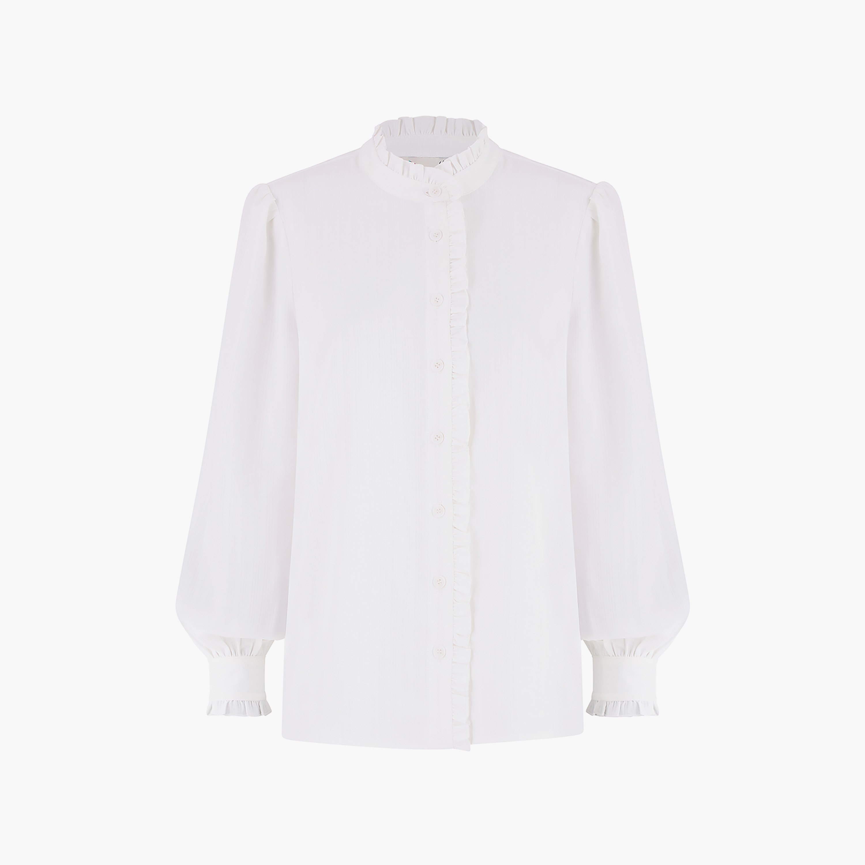 قميص أبيض اللون برقبة عالية للنساء من يامي-women-clothing-shirtsandblouses-shirts-image-4