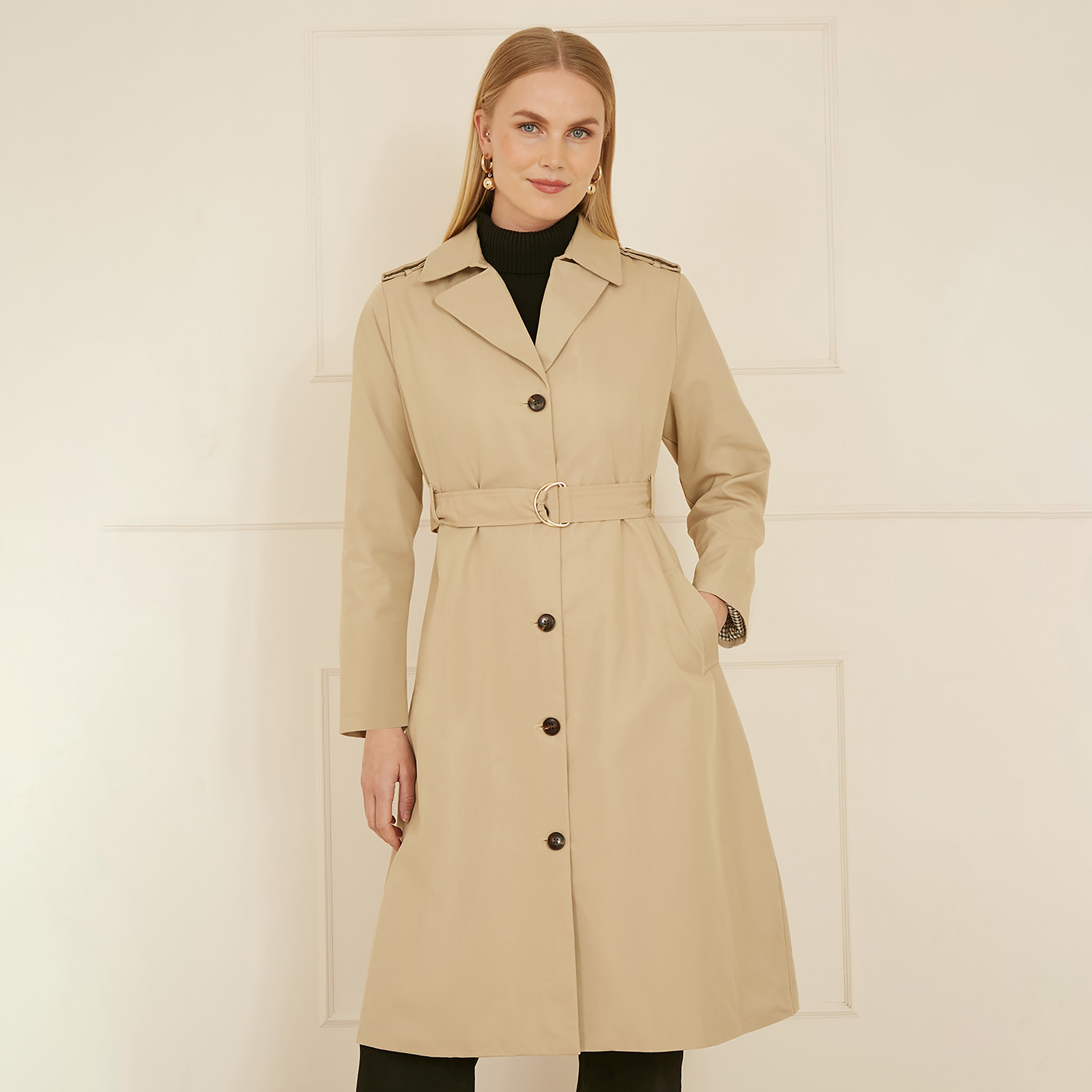 معطف ترنش نسائي باللون البيج مع حزام وياقة طويلة وحزام من يامي-women-clothing-coatsandjackets-coats-image-1