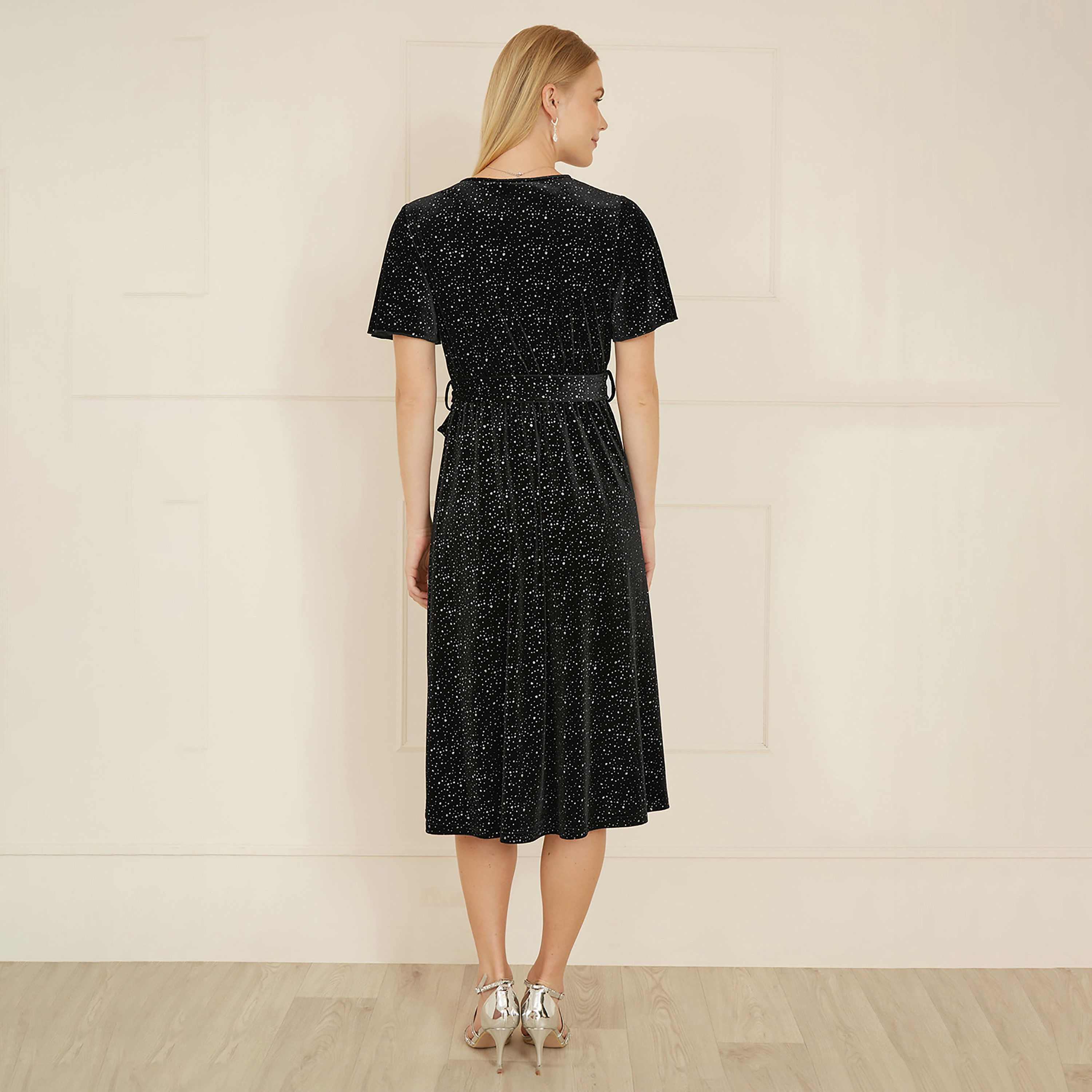 فستان سهرة نسائي متوسط الطول ملفوف فيلفيت لامع من يامي-women-clothing-dresses-image-8
