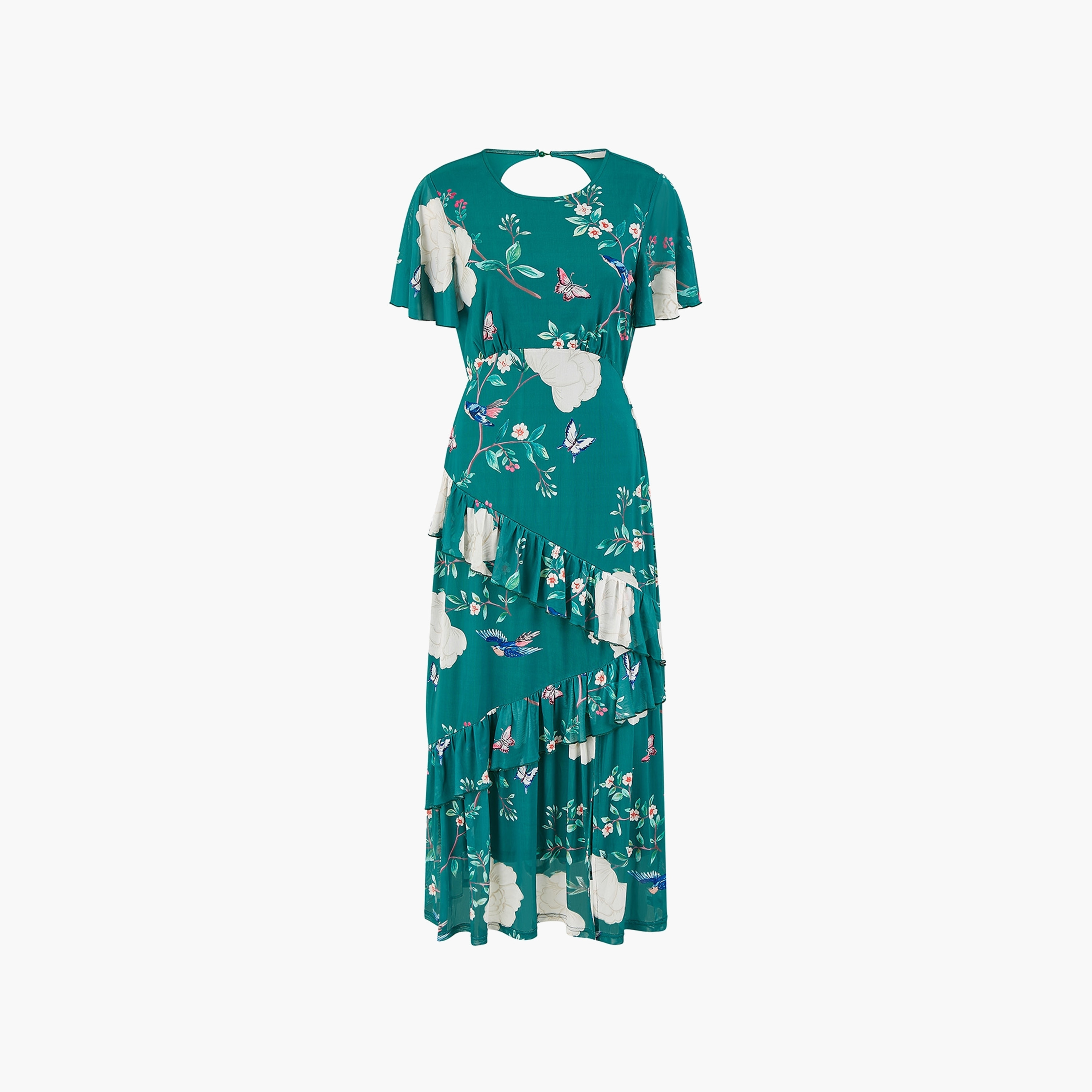 فستان نسائي متوسط ​​الطول مكشكش بأكمام مكشكشة من Yumi-women-clothing-dresses-image-5