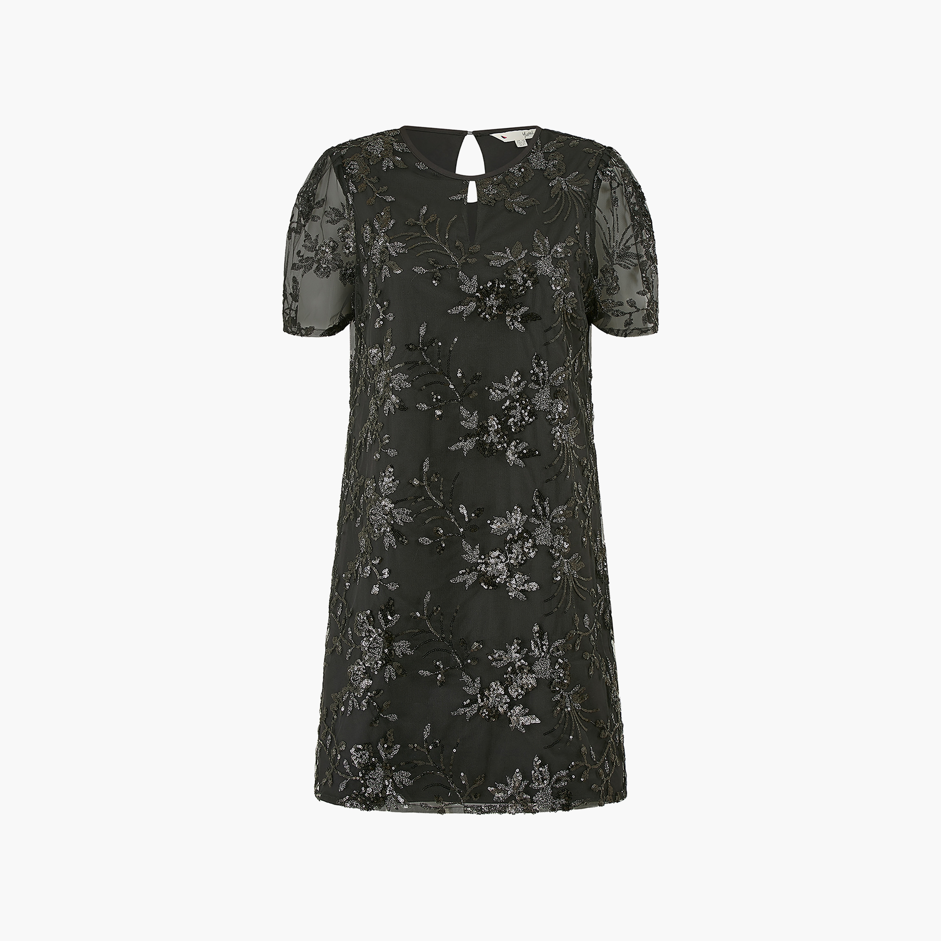 Yumi Black Sequin Embroidery Tunic Evening Women's Mini Dress-women-clothing-dresses-image-5