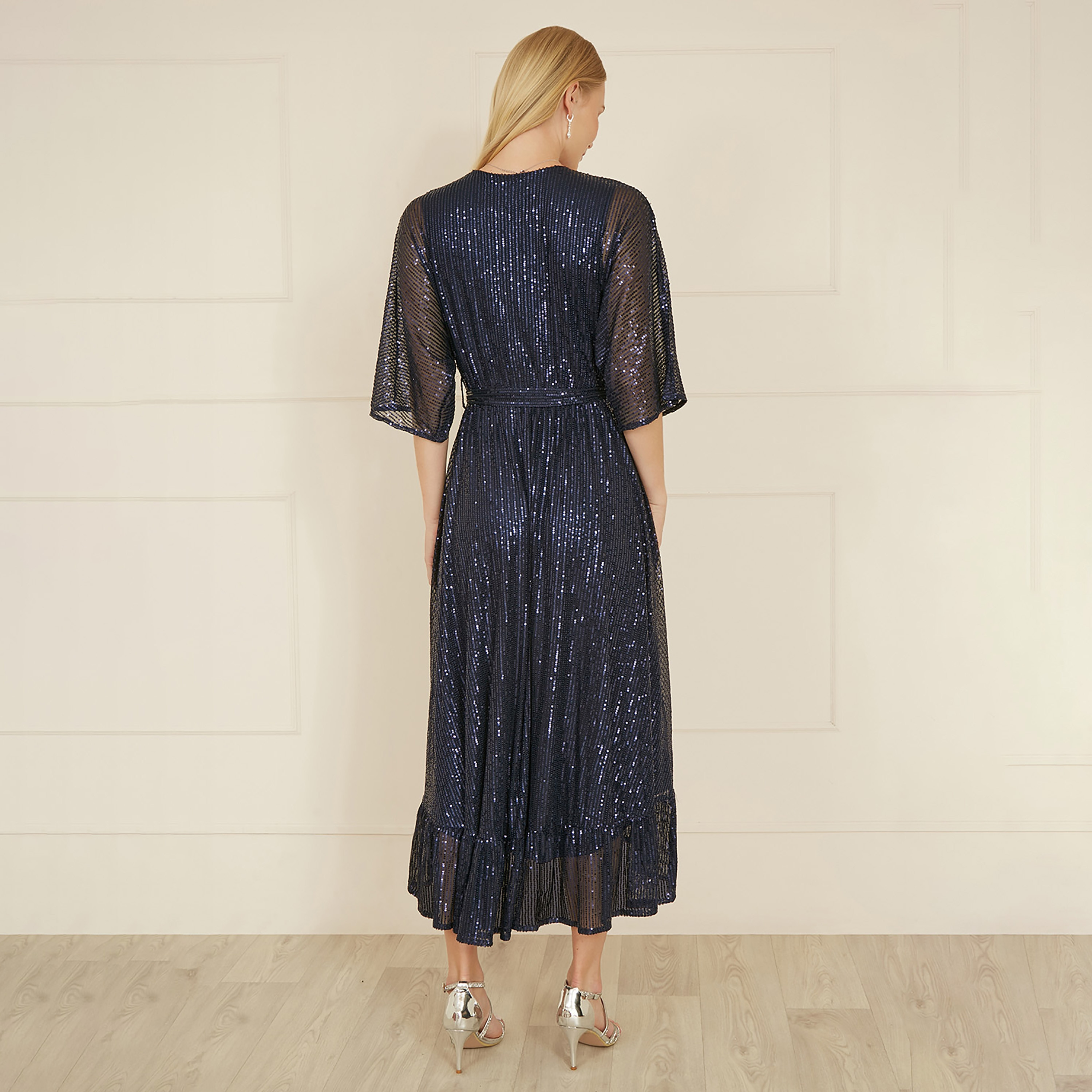 فستان سهرة نسائي متوسط الطول كيمونو ملفوف بالترتر من يامي-women-clothing-dresses-image-2