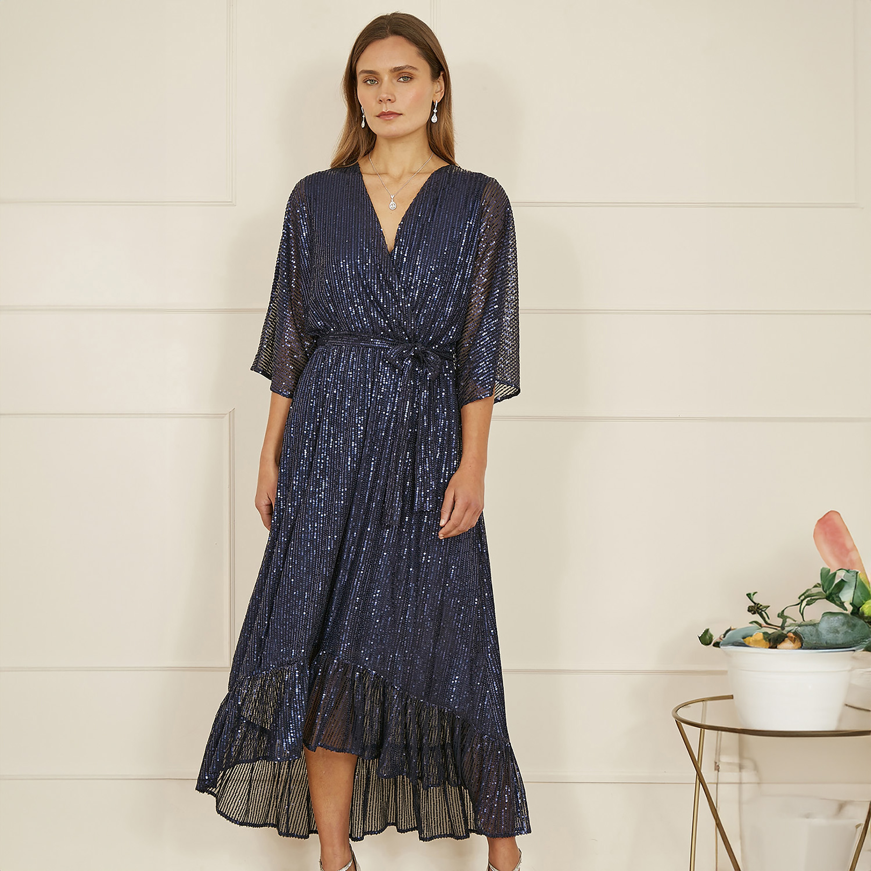 Yumi Sequin Kimono Wrap Evening Women's Midi Dress-women-clothing-dresses-image-6