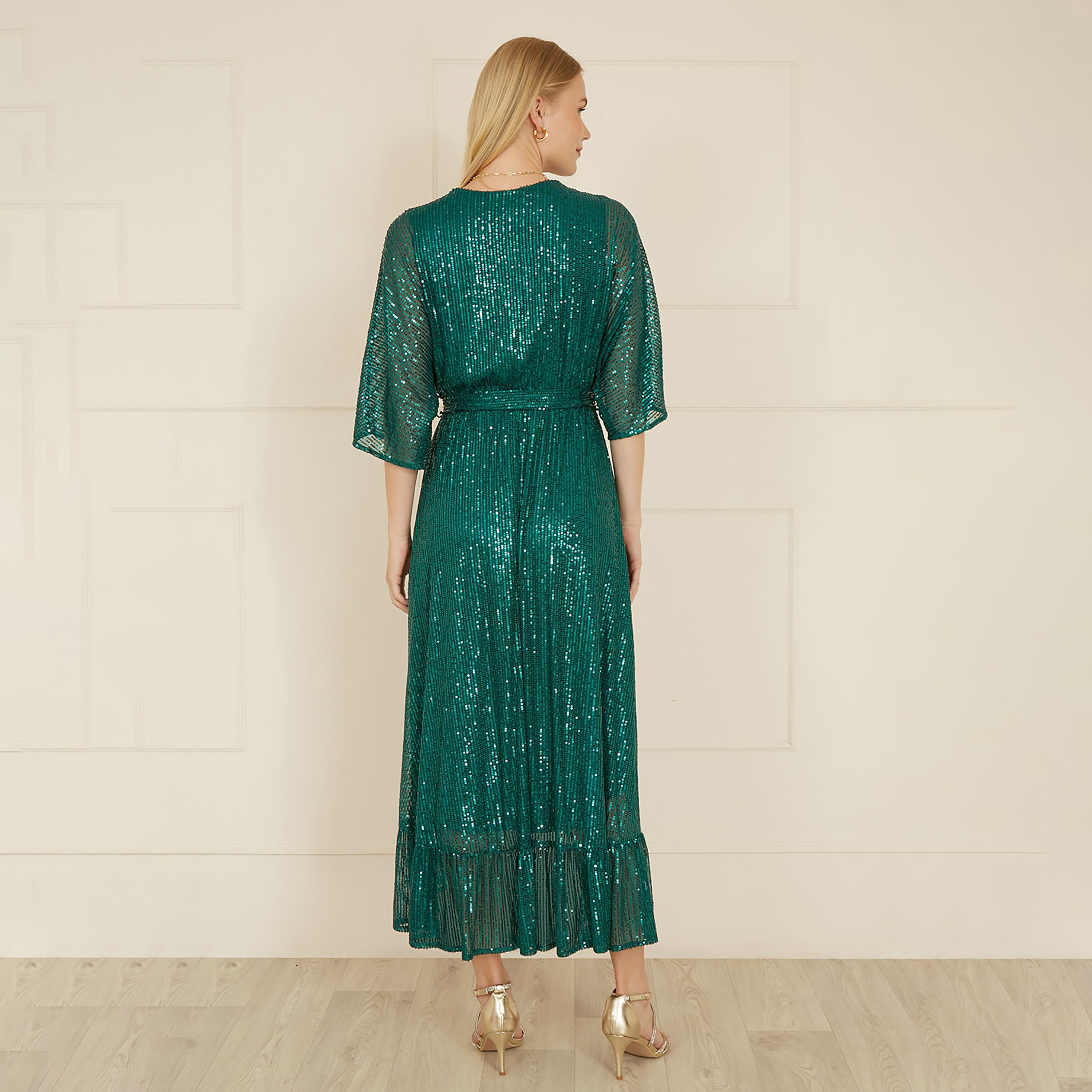 فستان سهرة نسائي متوسط الطول كيمونو ملفوف بالترتر من يامي-women-clothing-dresses-image-8