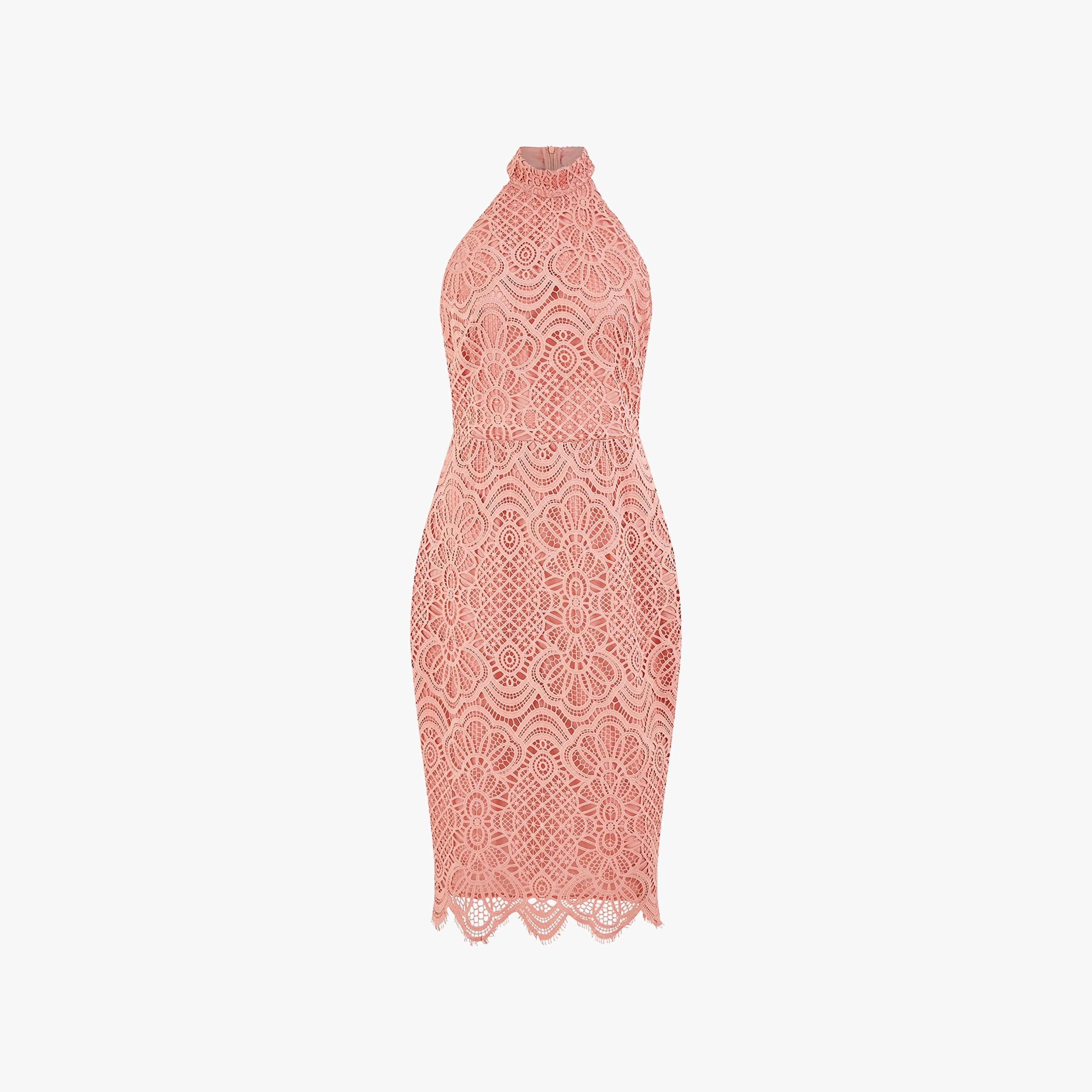 Yumi Halter Neck Lace Bodycon Women Midi Dress-women-clothing-dresses-image-5