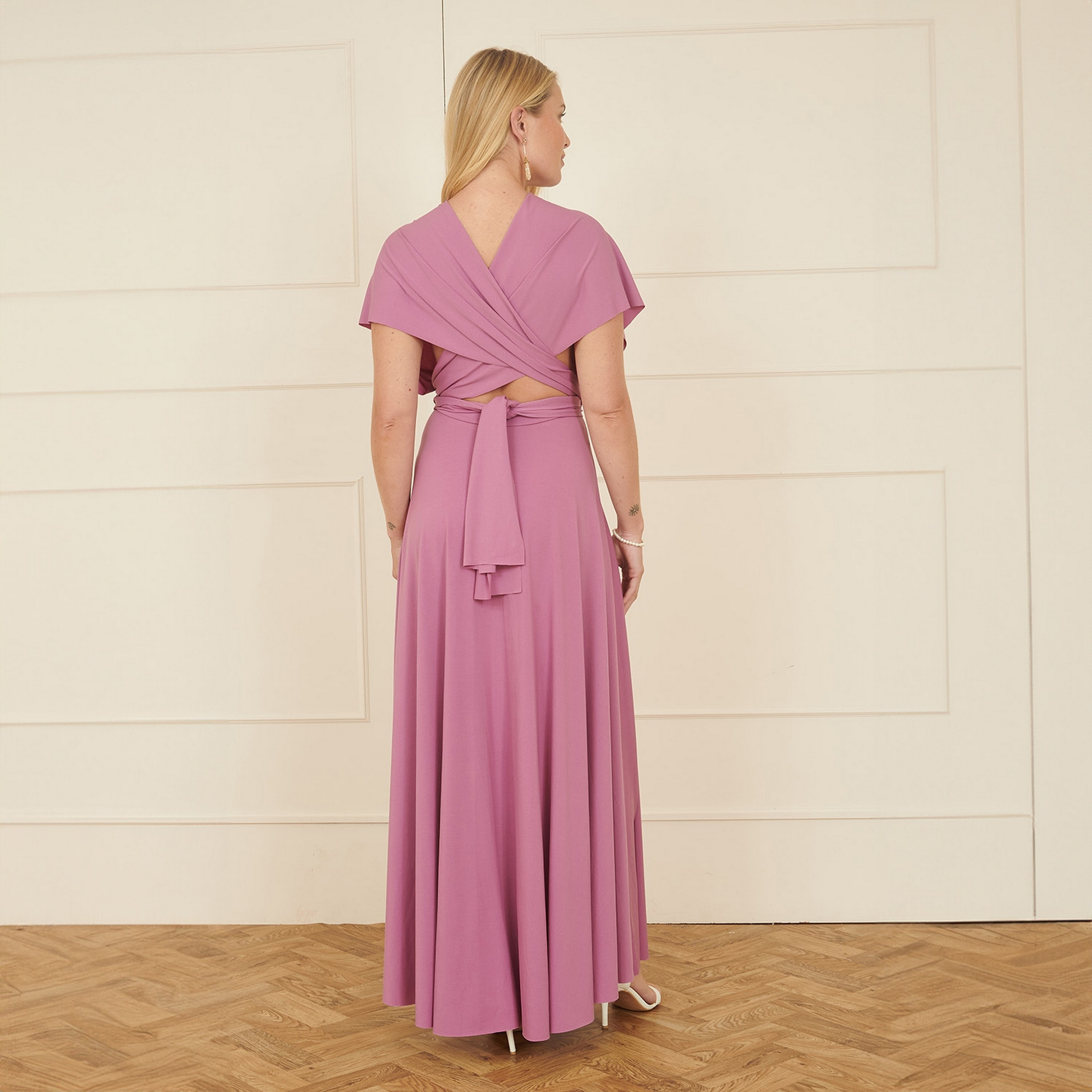 Yumi Jersey Stretch Pleated Multiway Women Maxi Dress-women-clothing-dresses-image-3