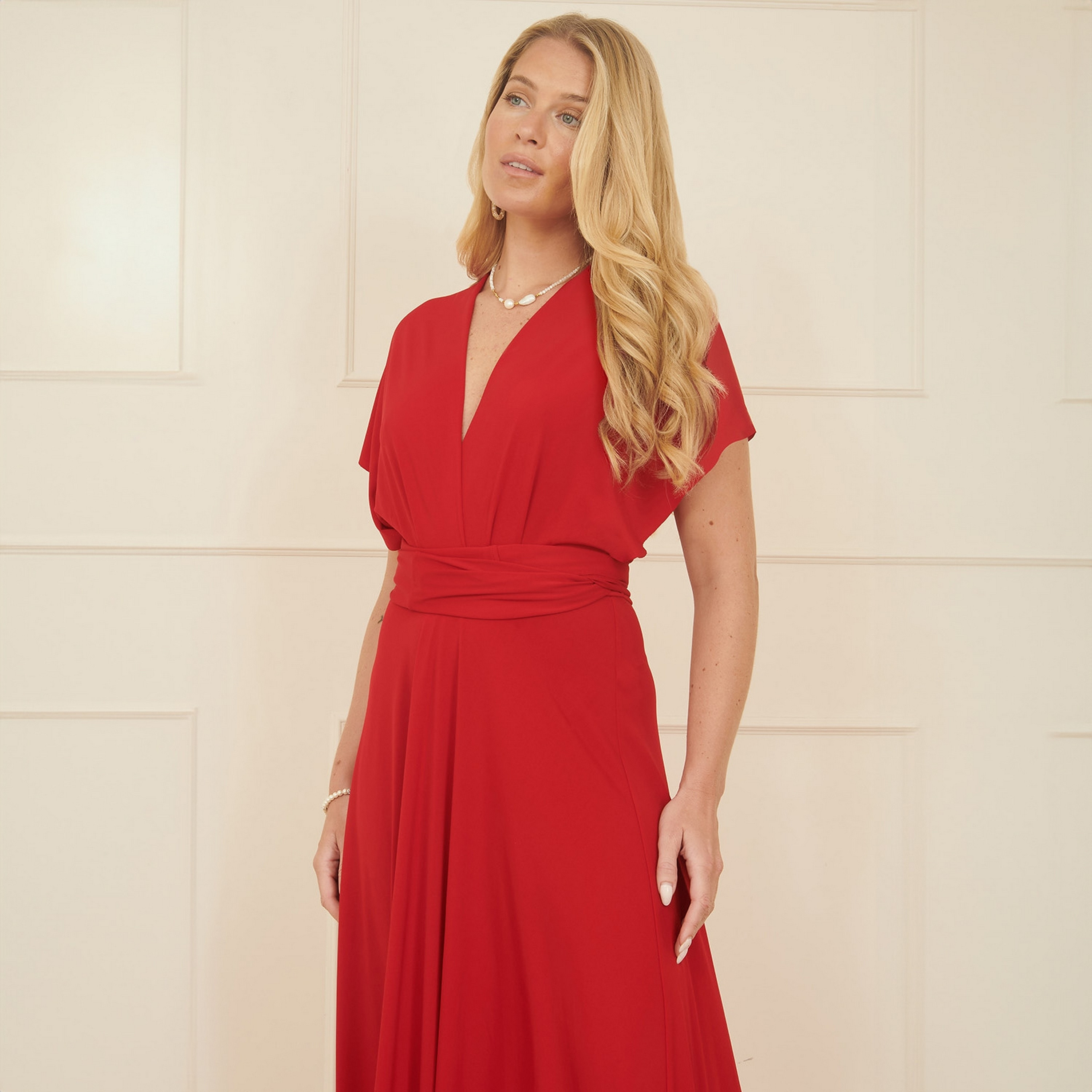 Yumi Jersey Stretch Pleated Multiway Women Maxi Dress-women-clothing-dresses-image-7