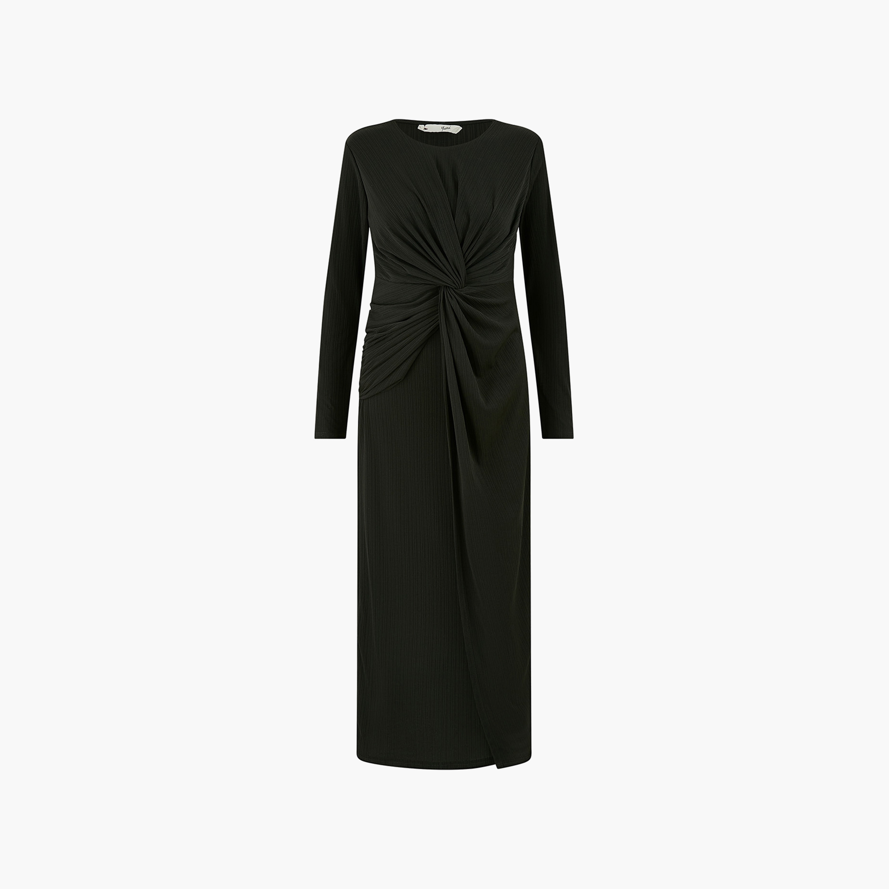 فستان يومي أسود بعقدة ملتوية للنساء-women-clothing-dresses-image-5