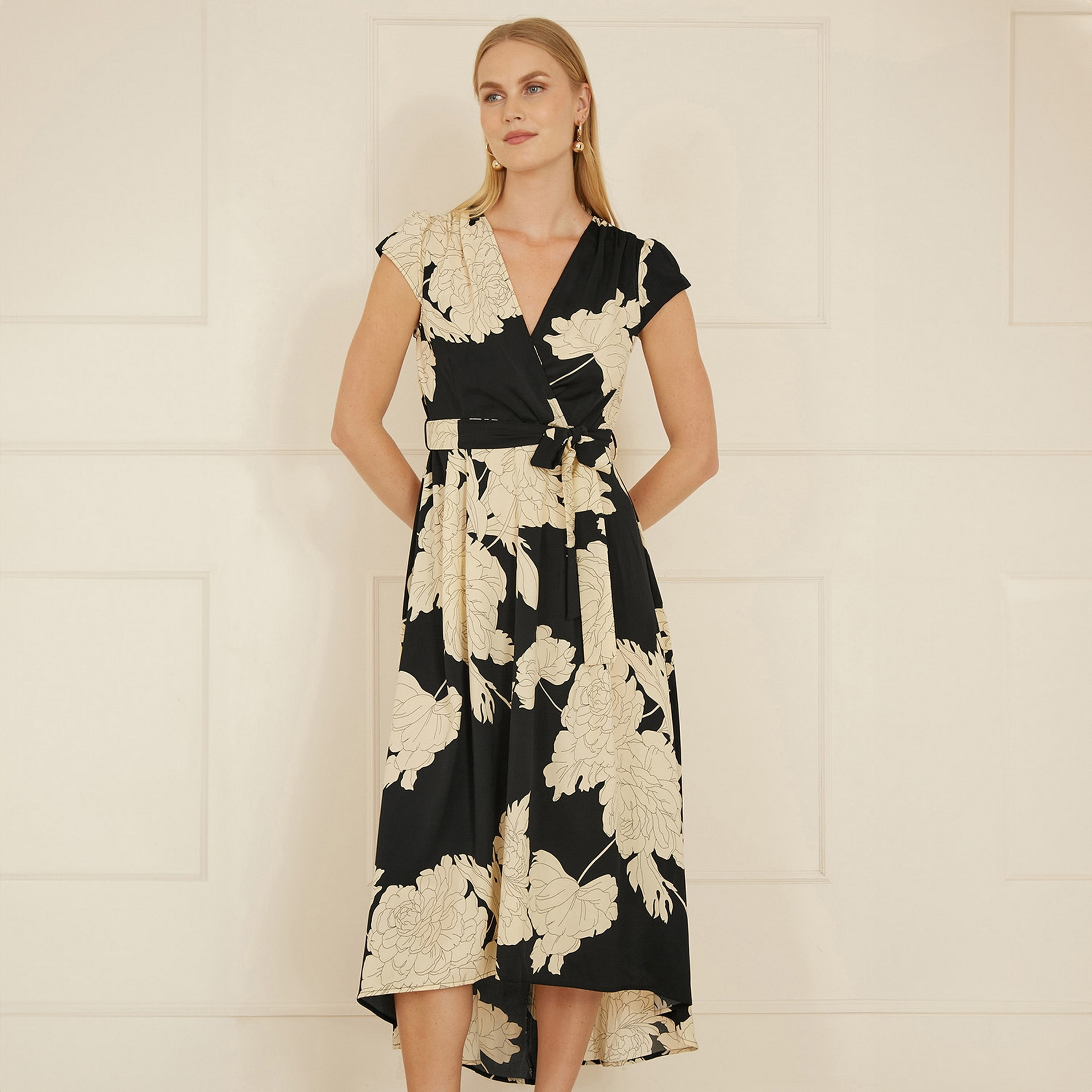 فستان نسائي متوسط ​​الطول بطباعة زهر يومي-women-clothing-dresses-image-1