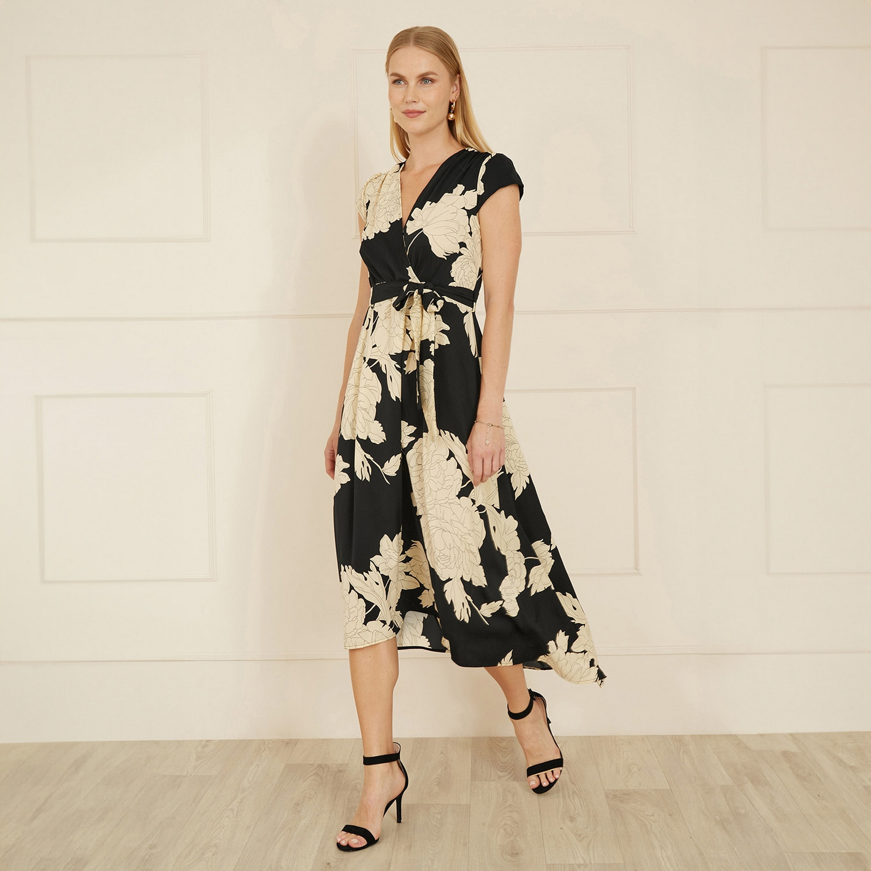 فستان نسائي متوسط ​​الطول بطباعة زهر يومي-women-clothing-dresses-image-2