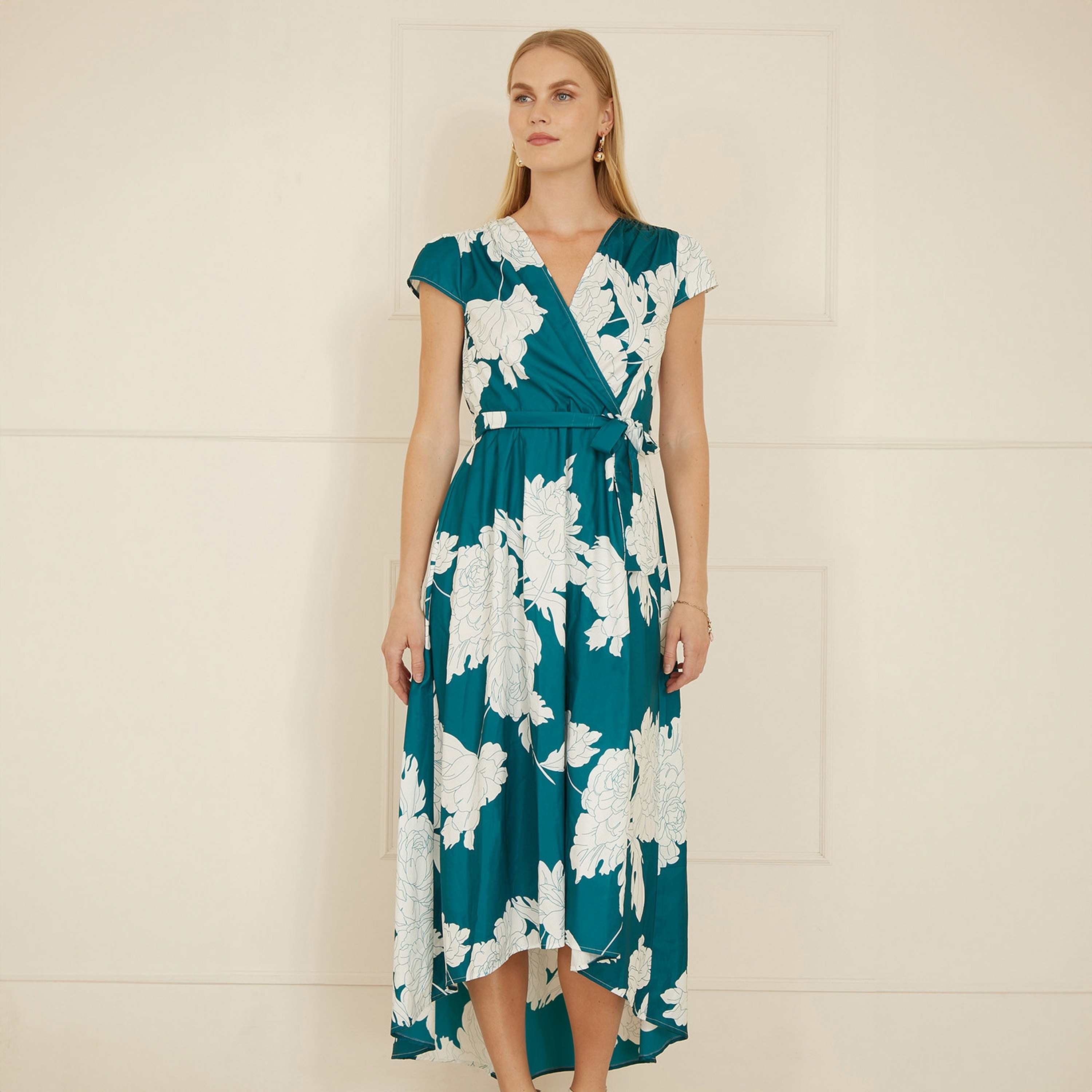 فستان نسائي متوسط ​​الطول بطباعة زهر يومي-women-clothing-dresses-image-6