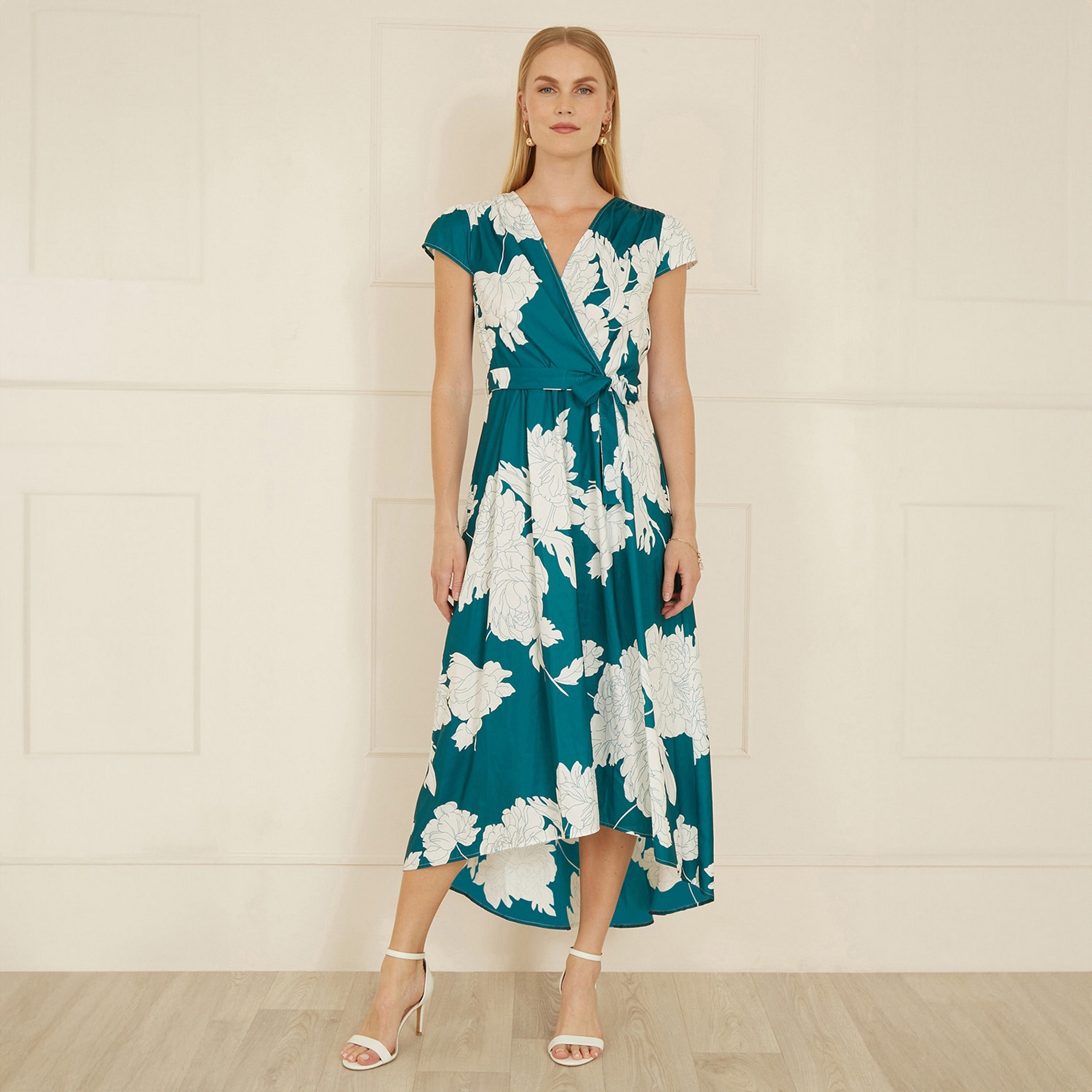 فستان نسائي متوسط ​​الطول بطباعة زهر يومي-women-clothing-dresses-image-7